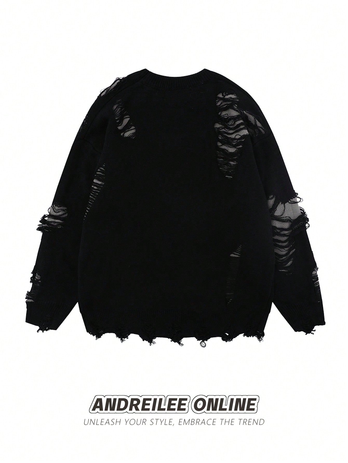 ANDREILEE BROKEN HOLE TASSEL SWEATER