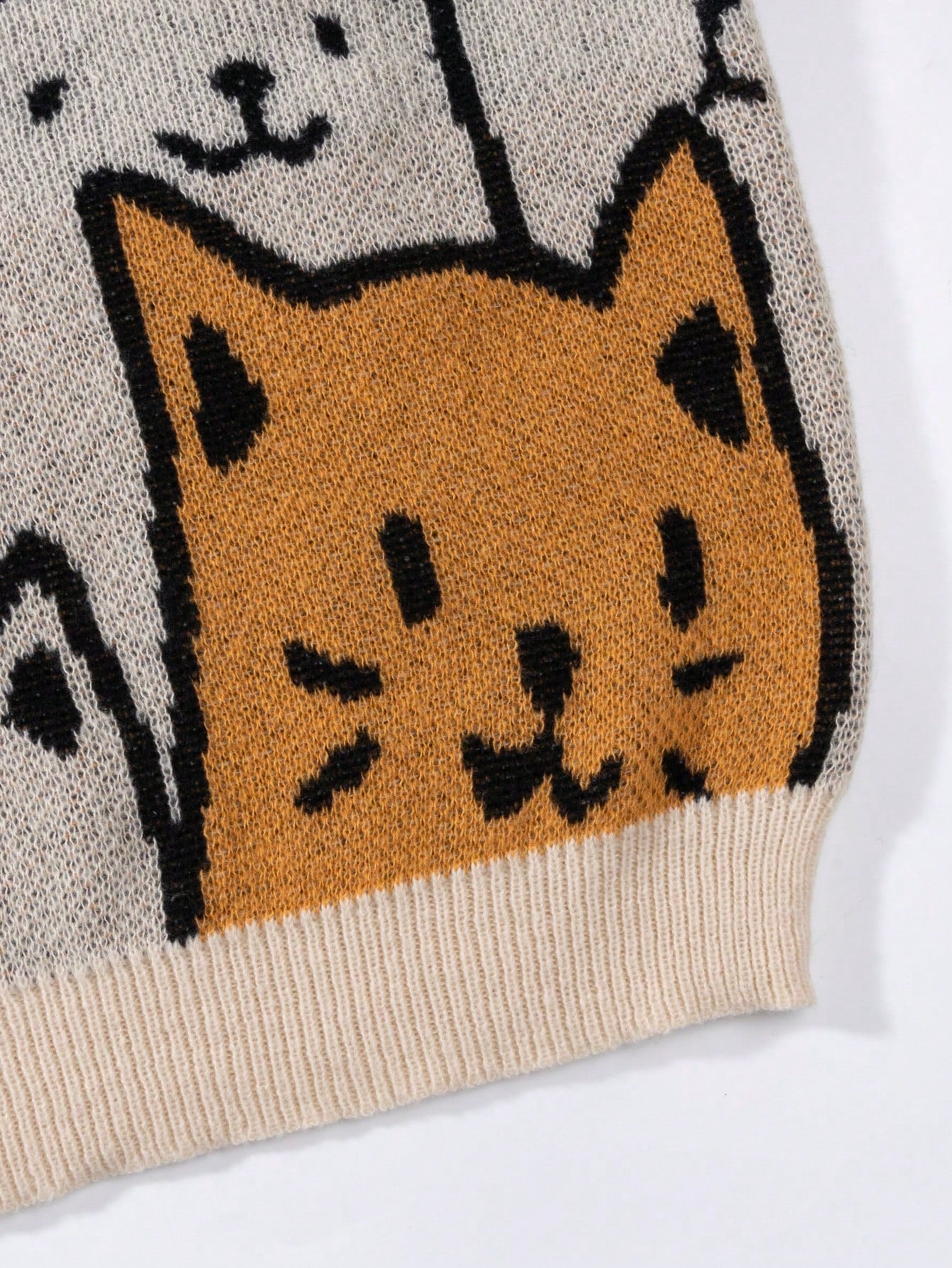 ANDREILEE CAT JACQUARD PATTERN SWEATER