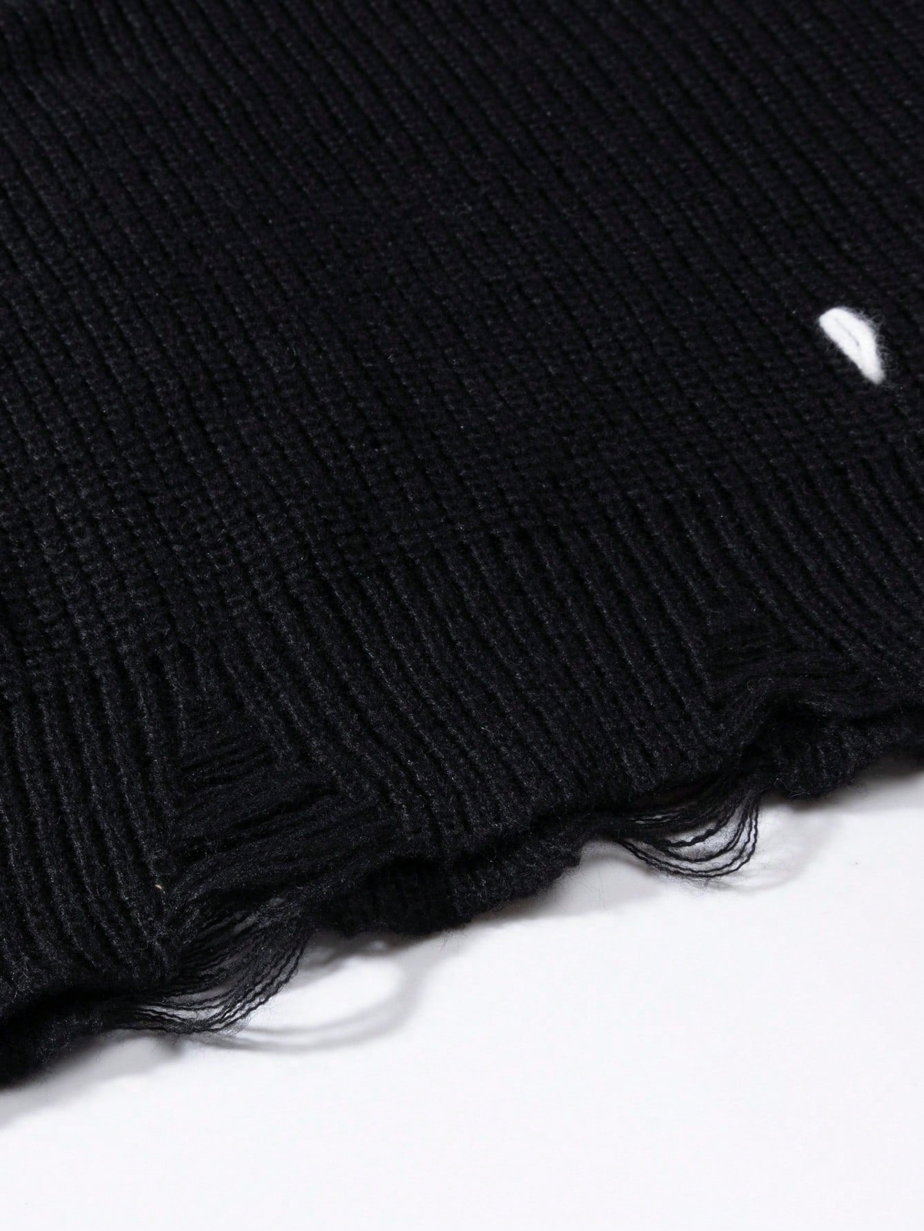 ANDREILEE THREAD TIE, TORN HOLE, TASSEL SWEATER