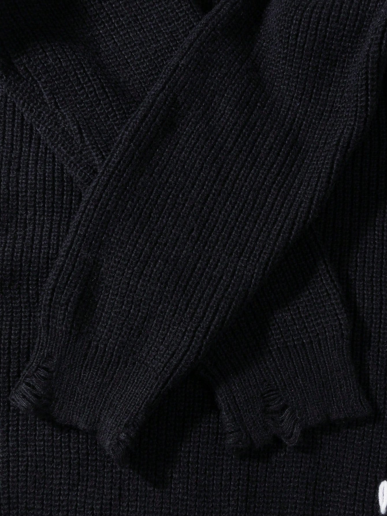 ANDREILEE THREAD TIE, TORN HOLE, TASSEL SWEATER
