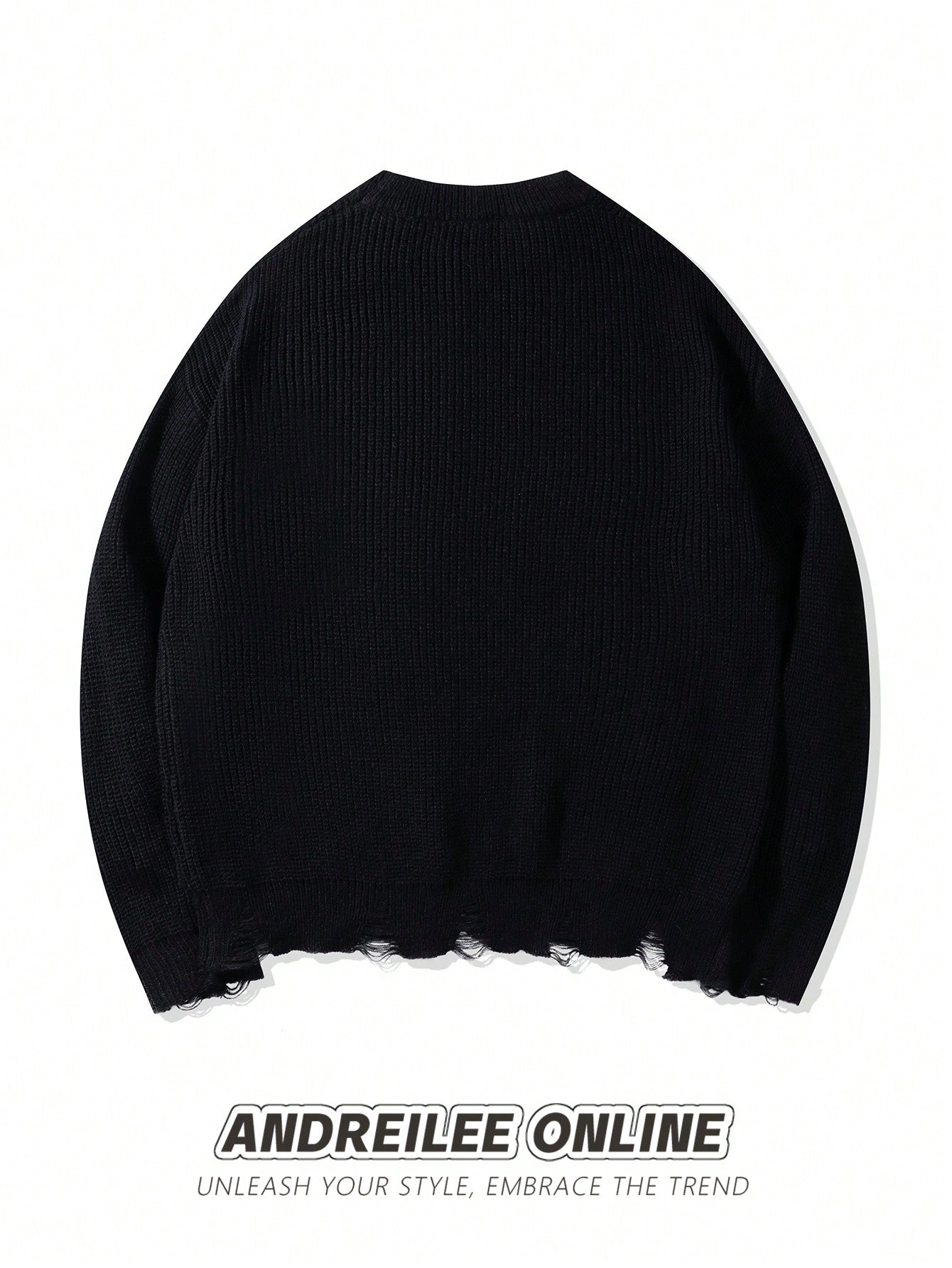 ANDREILEE THREAD TIE, TORN HOLE, TASSEL SWEATER