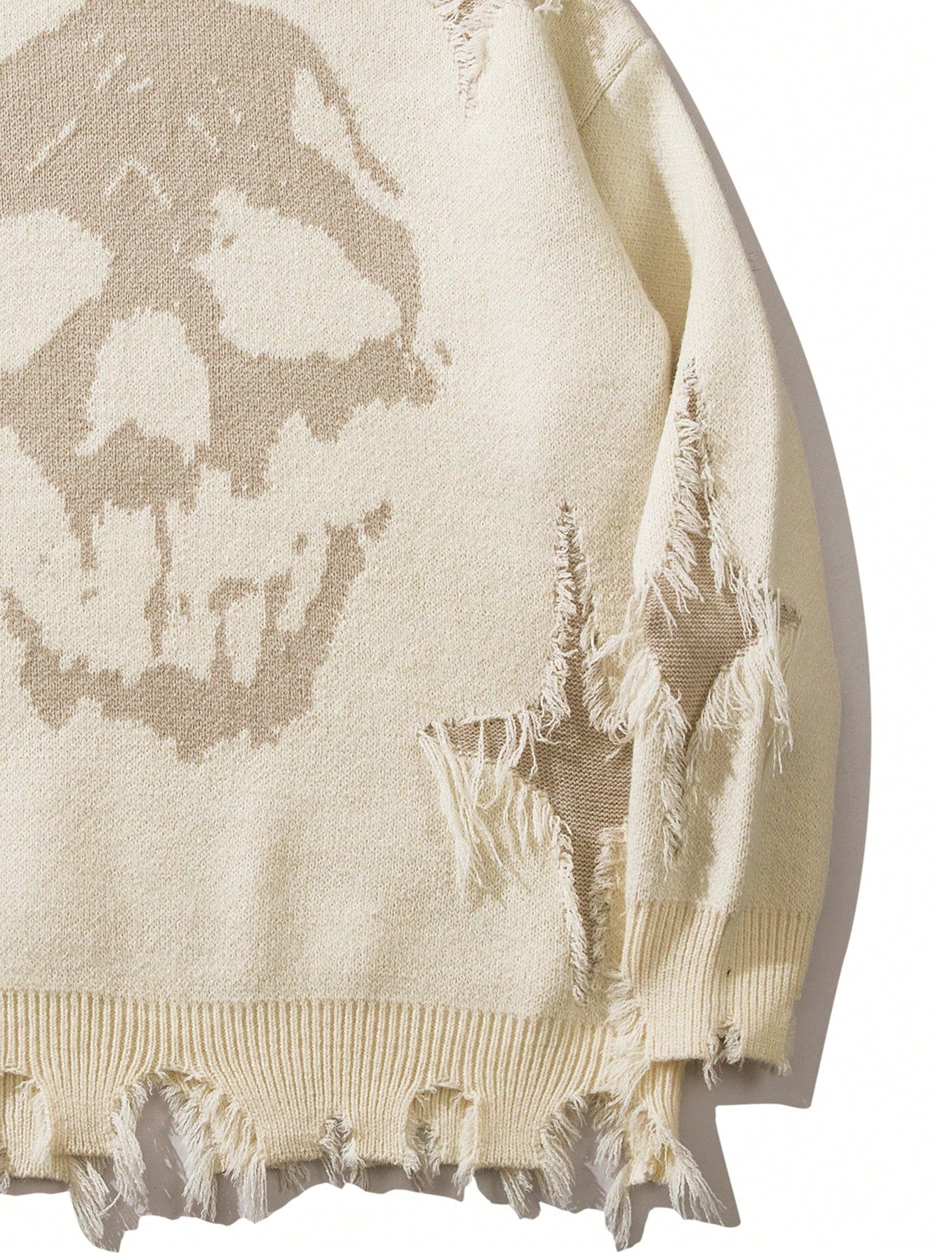 ANDREILEE SKELETON TREND RIPPED TASSEL SWEATER