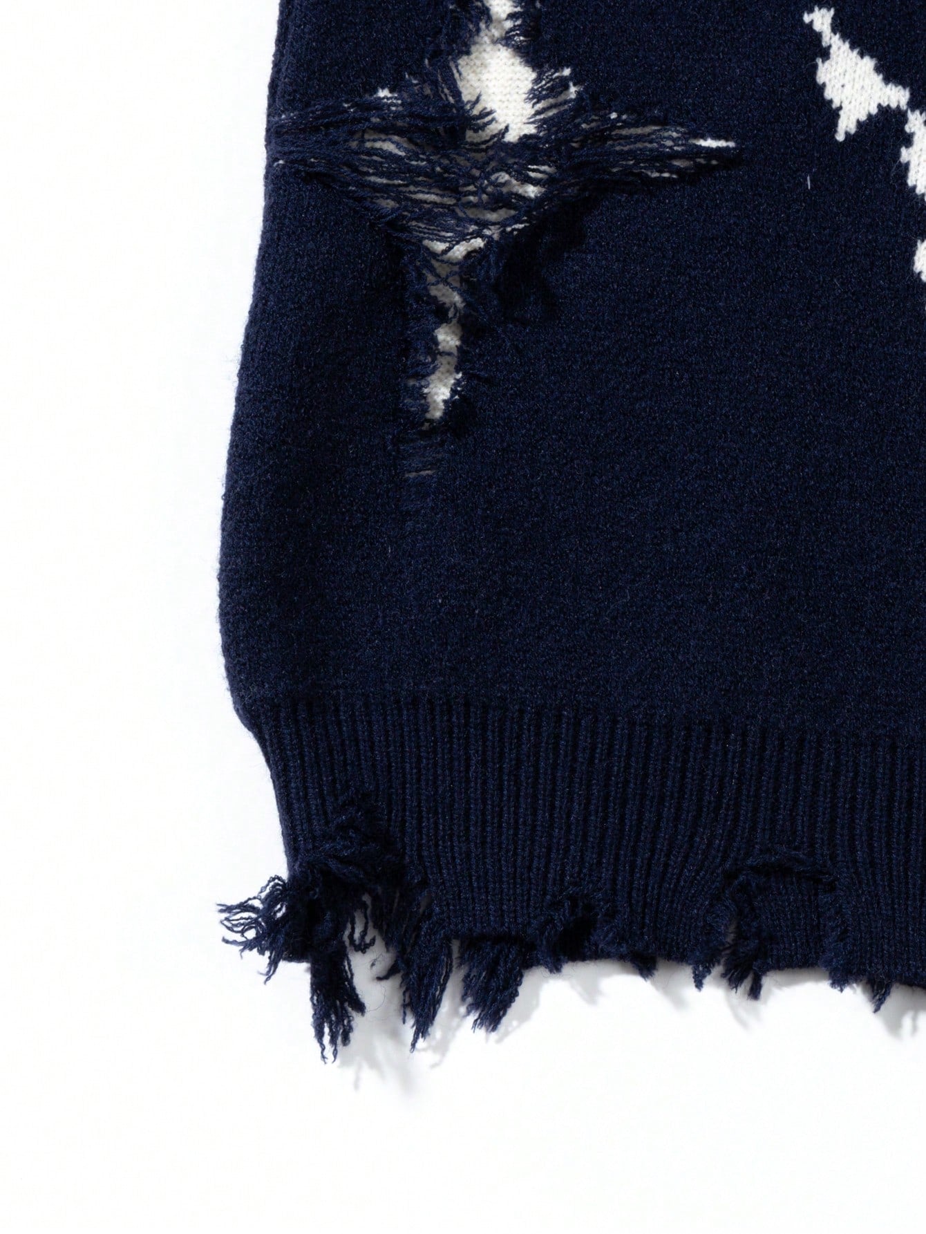ANDREILEE SKELETON TREND RIPPED TASSEL SWEATER