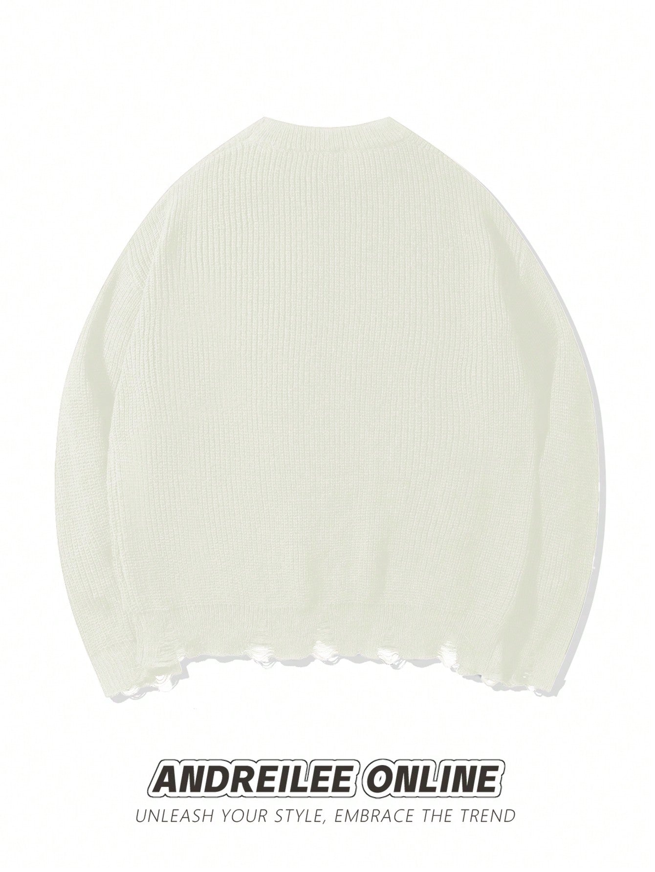 ANDREILEE THREAD TIE, TORN HOLE, TASSEL SWEATER