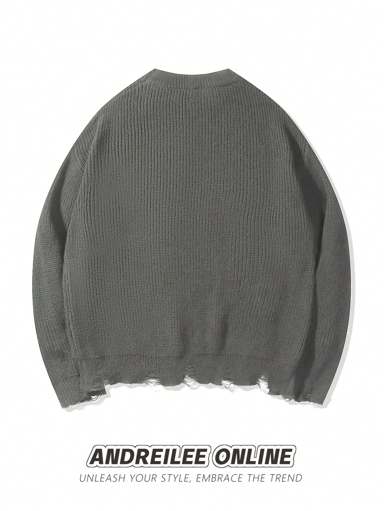 ANDREILEE THREAD TIE, TORN HOLE, TASSEL SWEATER