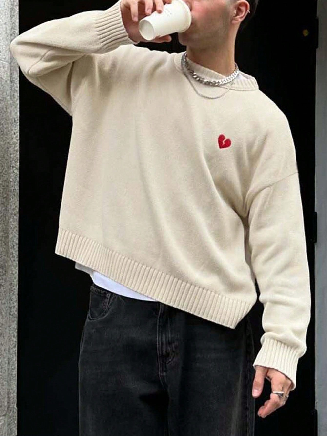 ANDREILEE LOVE EMBROIDERED PATTERN SWEATER