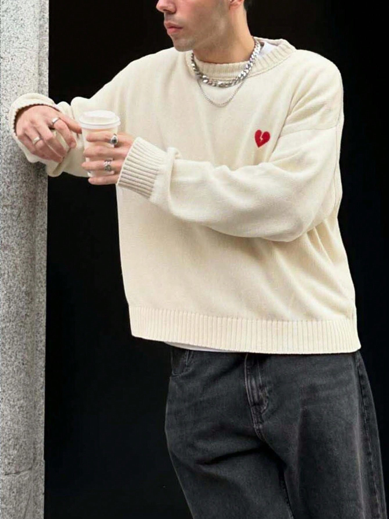 ANDREILEE LOVE EMBROIDERED PATTERN SWEATER