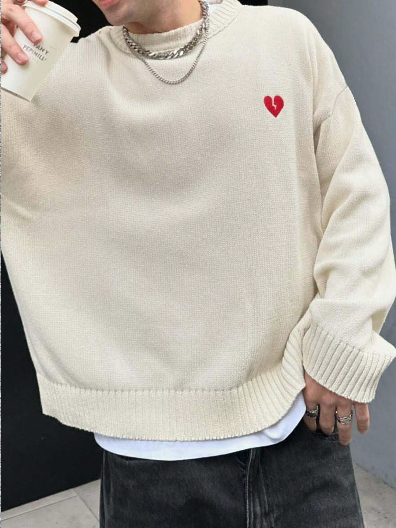 ANDREILEE LOVE EMBROIDERED PATTERN SWEATER