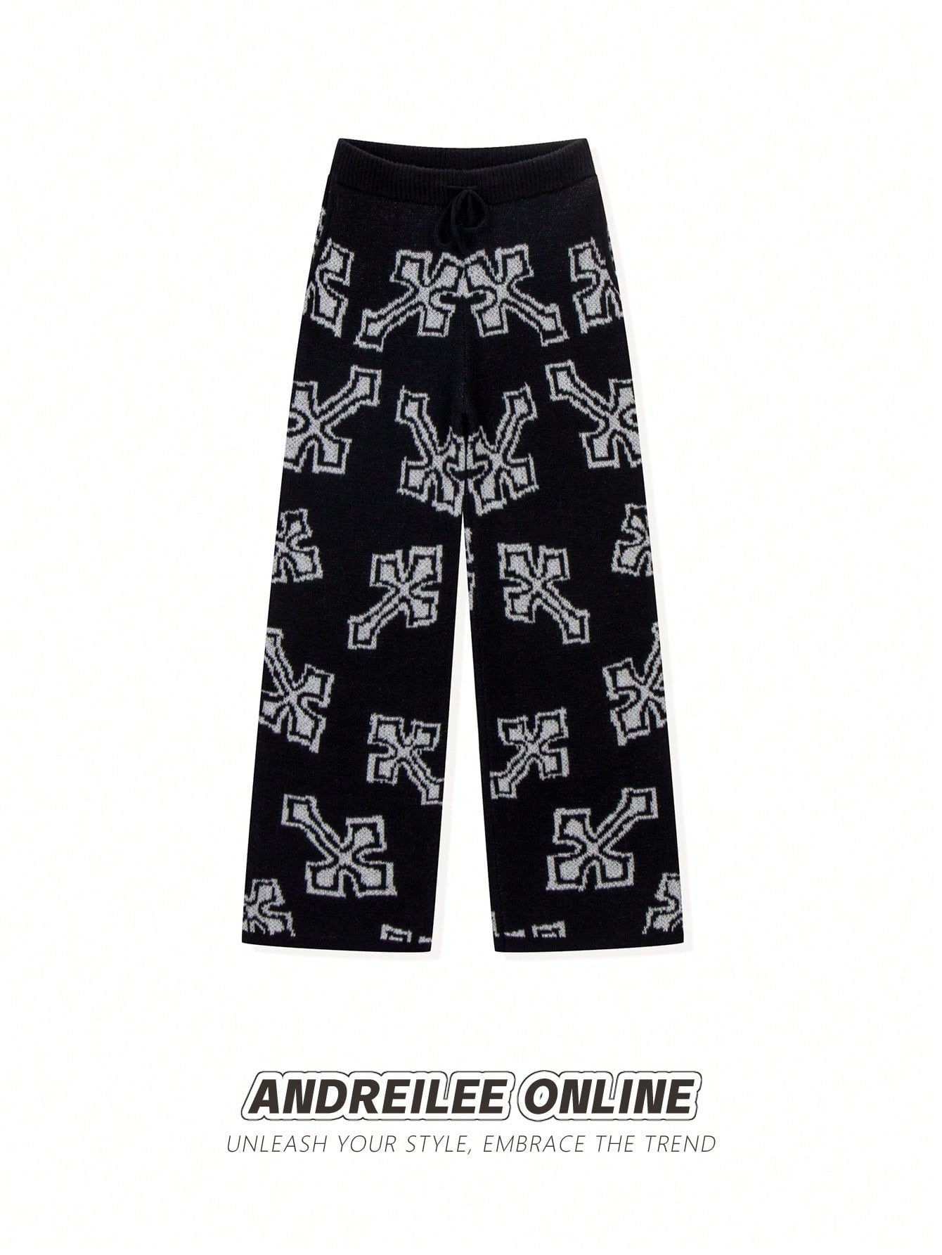 ANDREILEE CROSS-PATTERNED LONG PANTS