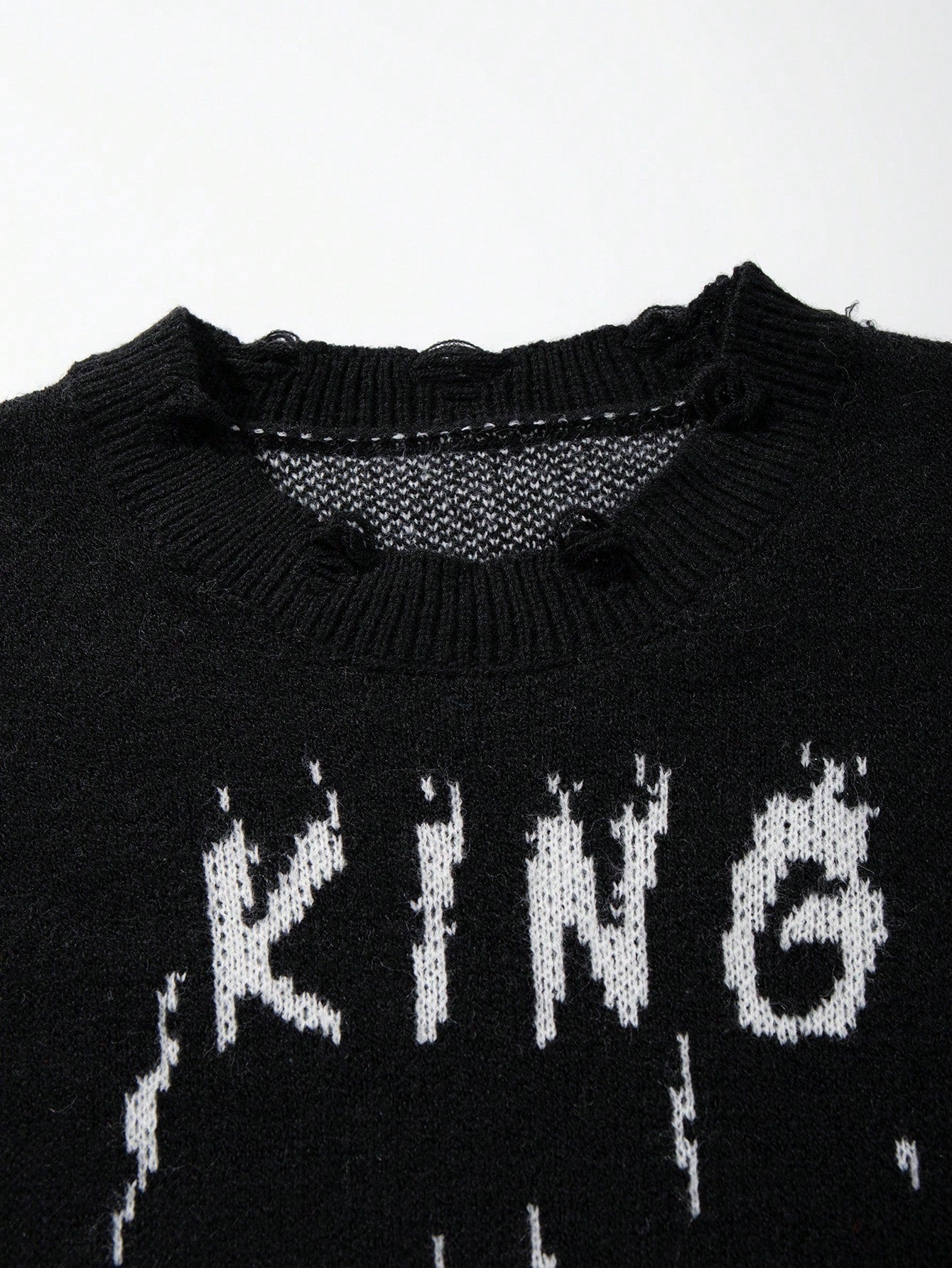 ANDREILEE DARK SKELETON PATTERN PULLOVER SWEATER