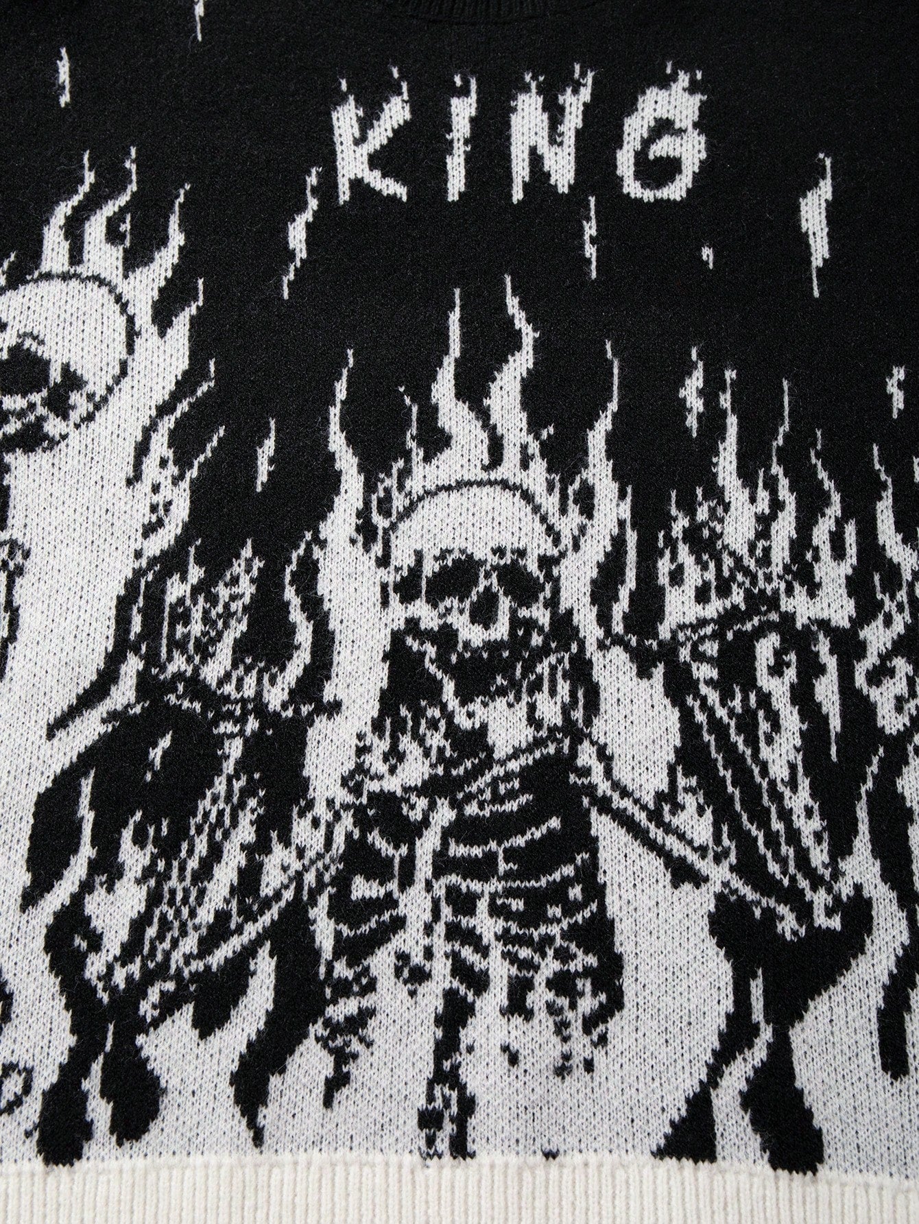 ANDREILEE DARK SKELETON PATTERN PULLOVER SWEATER