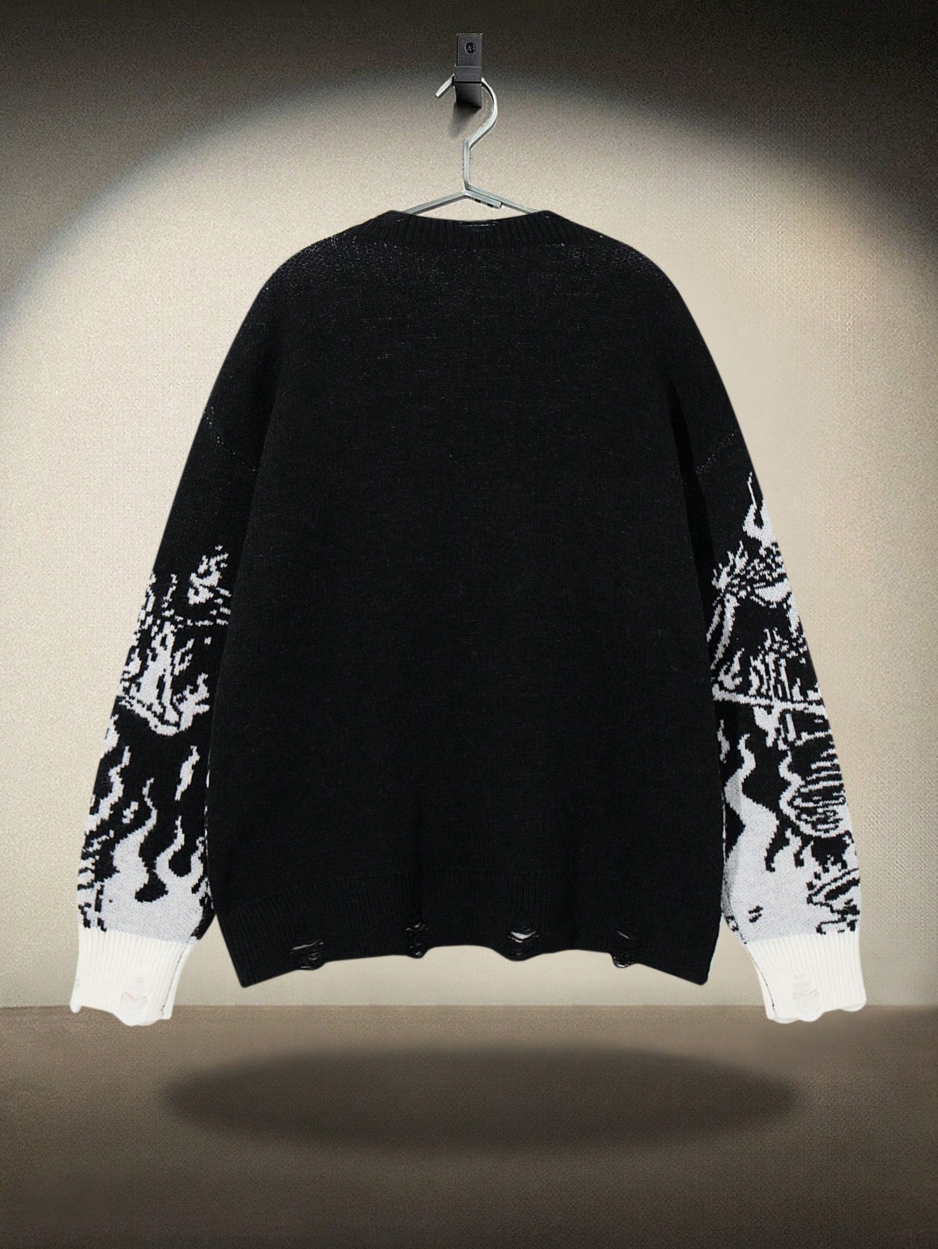ANDREILEE DARK SKELETON PATTERN PULLOVER SWEATER