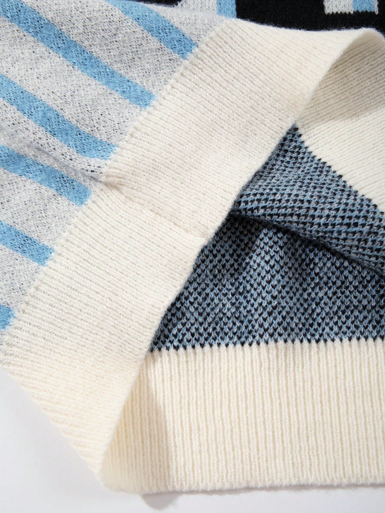 ANDREILEE STRIPED ALPHANUMERIC PULLOVER SWEATER