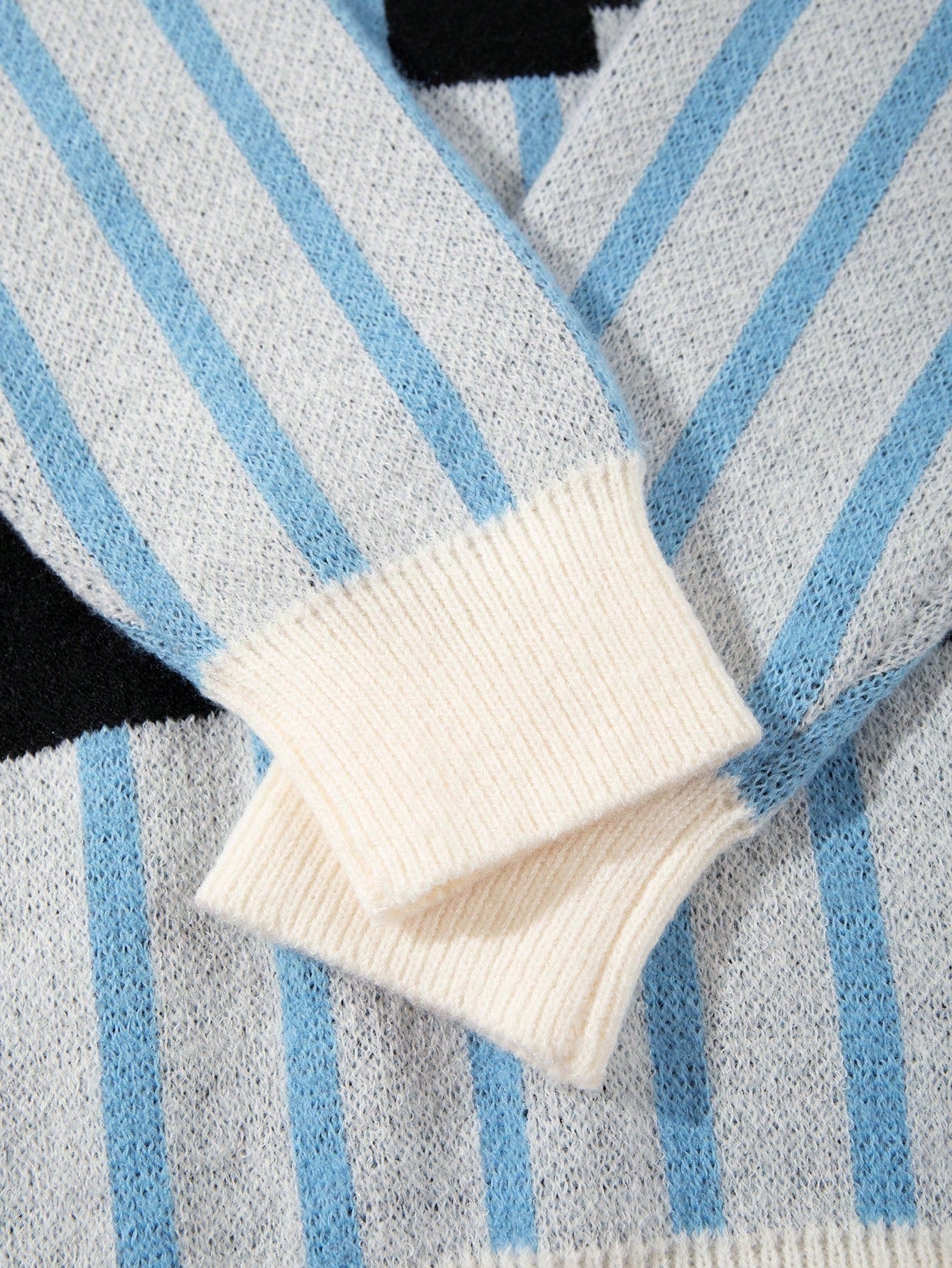 ANDREILEE STRIPED ALPHANUMERIC PULLOVER SWEATER