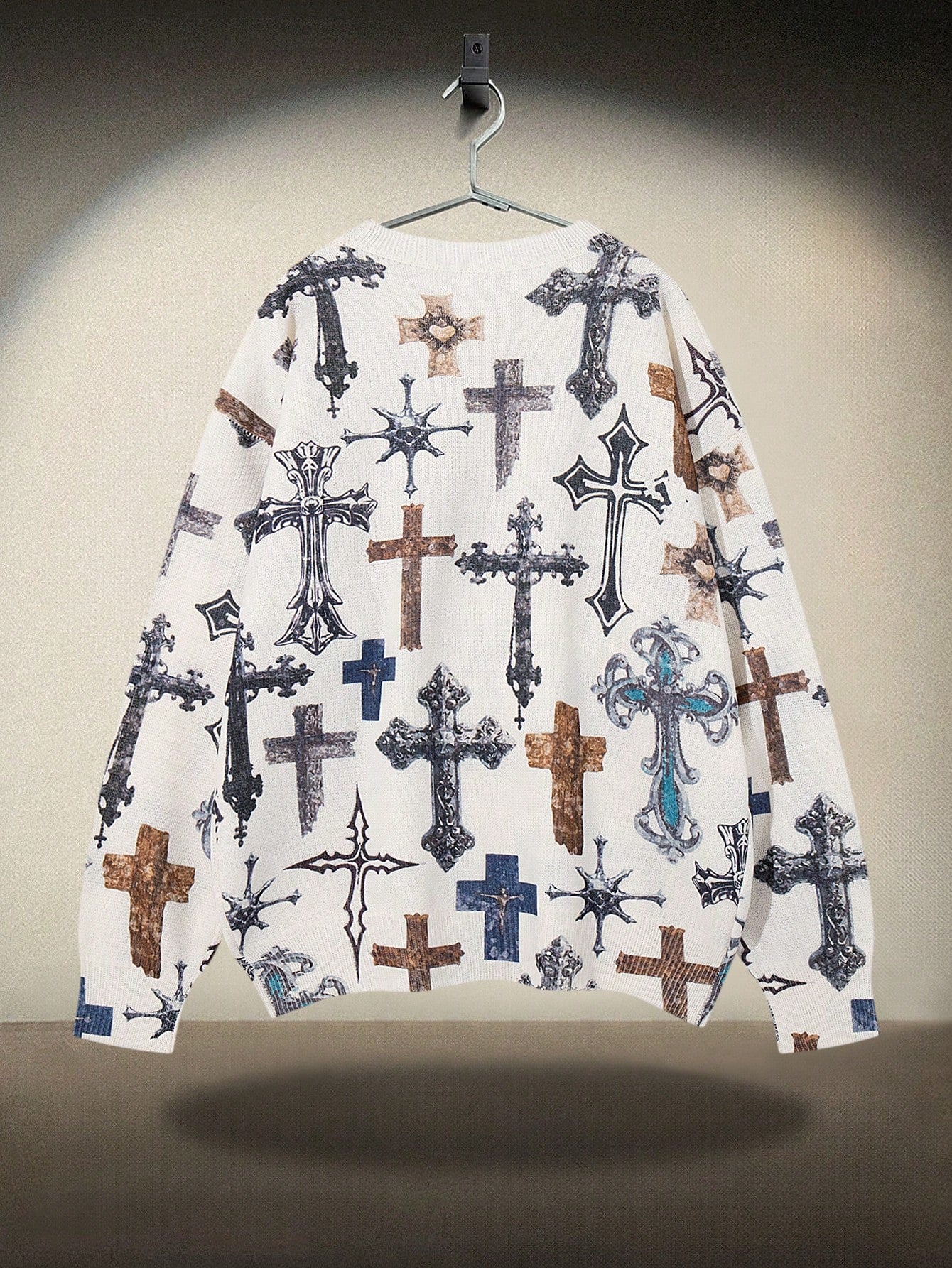 ANDREILEE HIGH STREET CROSS GRAFFITI PATTERN PULLOVER SWEATER