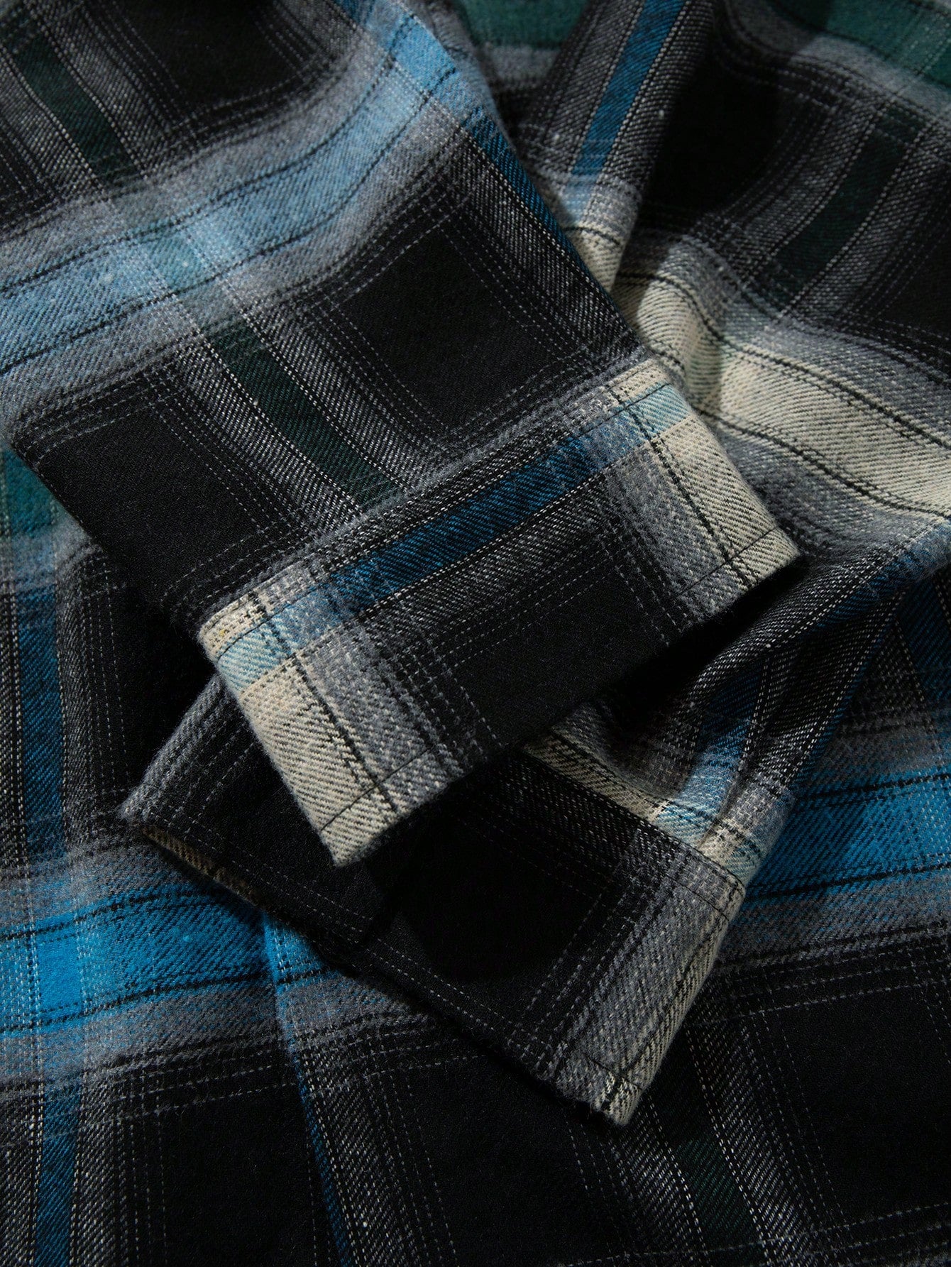 ANDREILEE GRADIENT COLOR-BLOCK PLAID SHIRT