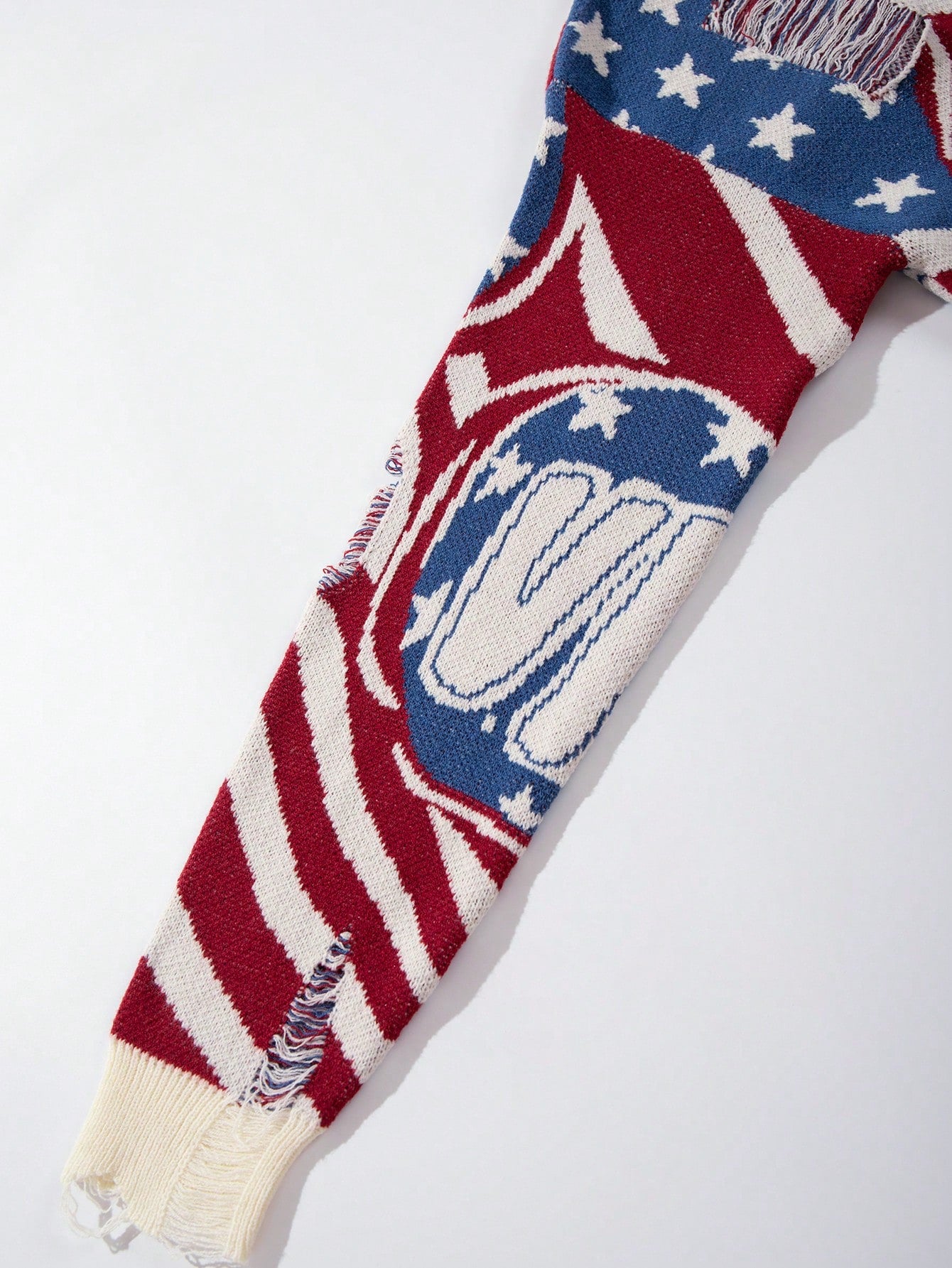 ANDREILEE RIPPED ENGLISH LETTER PULLOVER SWEATER