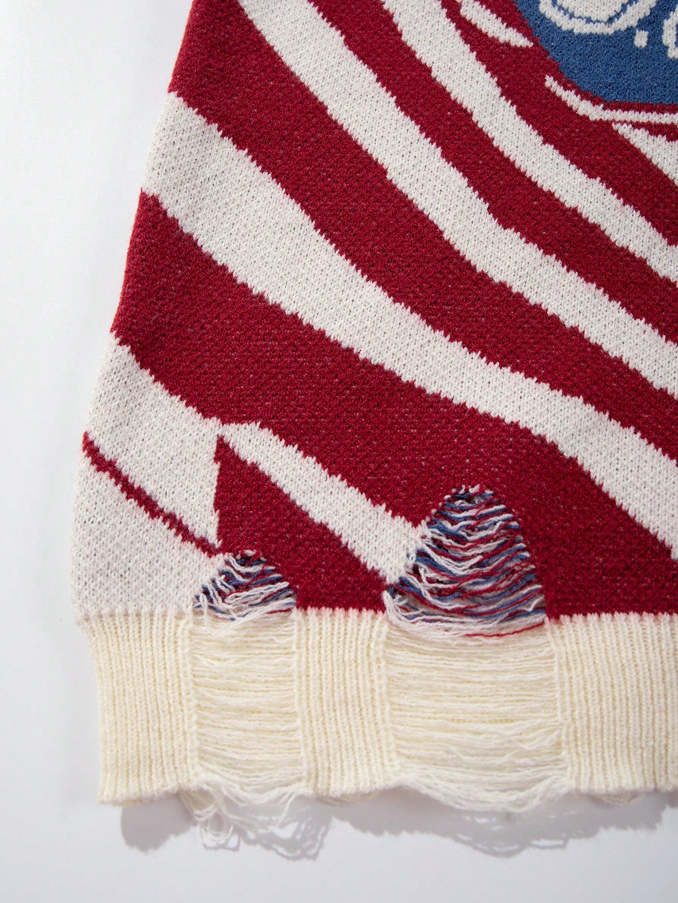 ANDREILEE RIPPED ENGLISH LETTER PULLOVER SWEATER