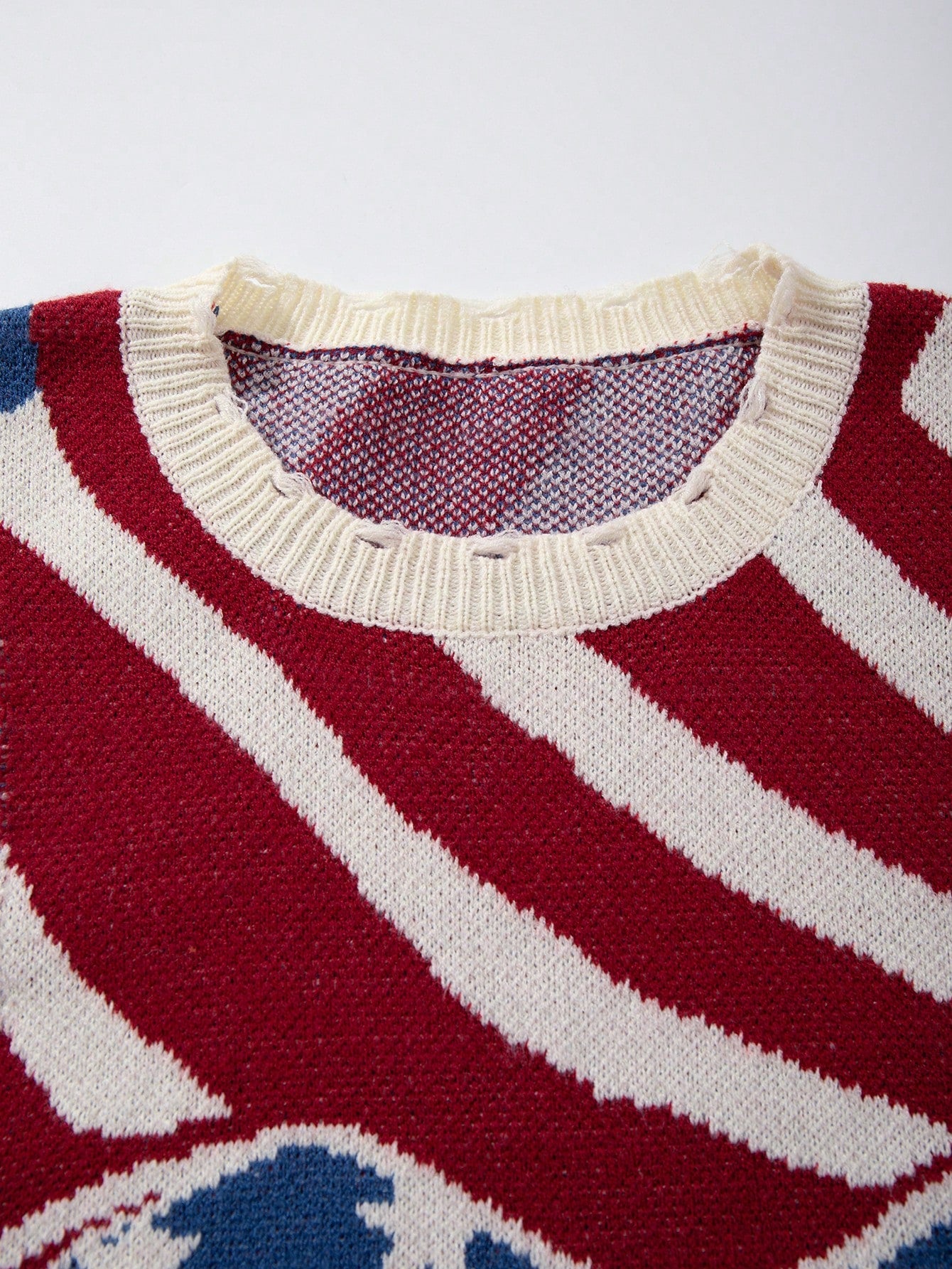 ANDREILEE RIPPED ENGLISH LETTER PULLOVER SWEATER