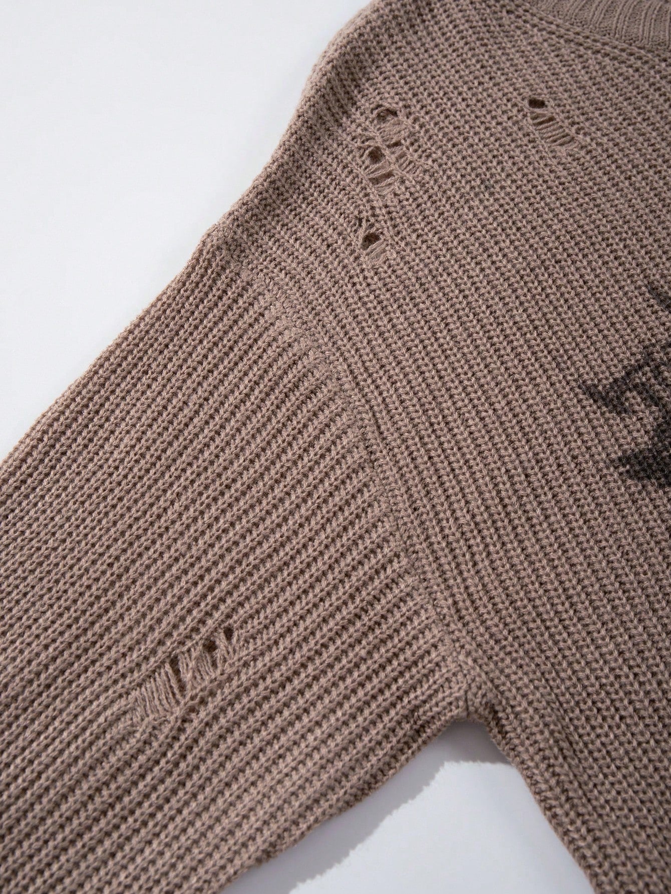 ANDREILEE RIPPED RELIGIOUS PATTERN PULLOVER SWEATER