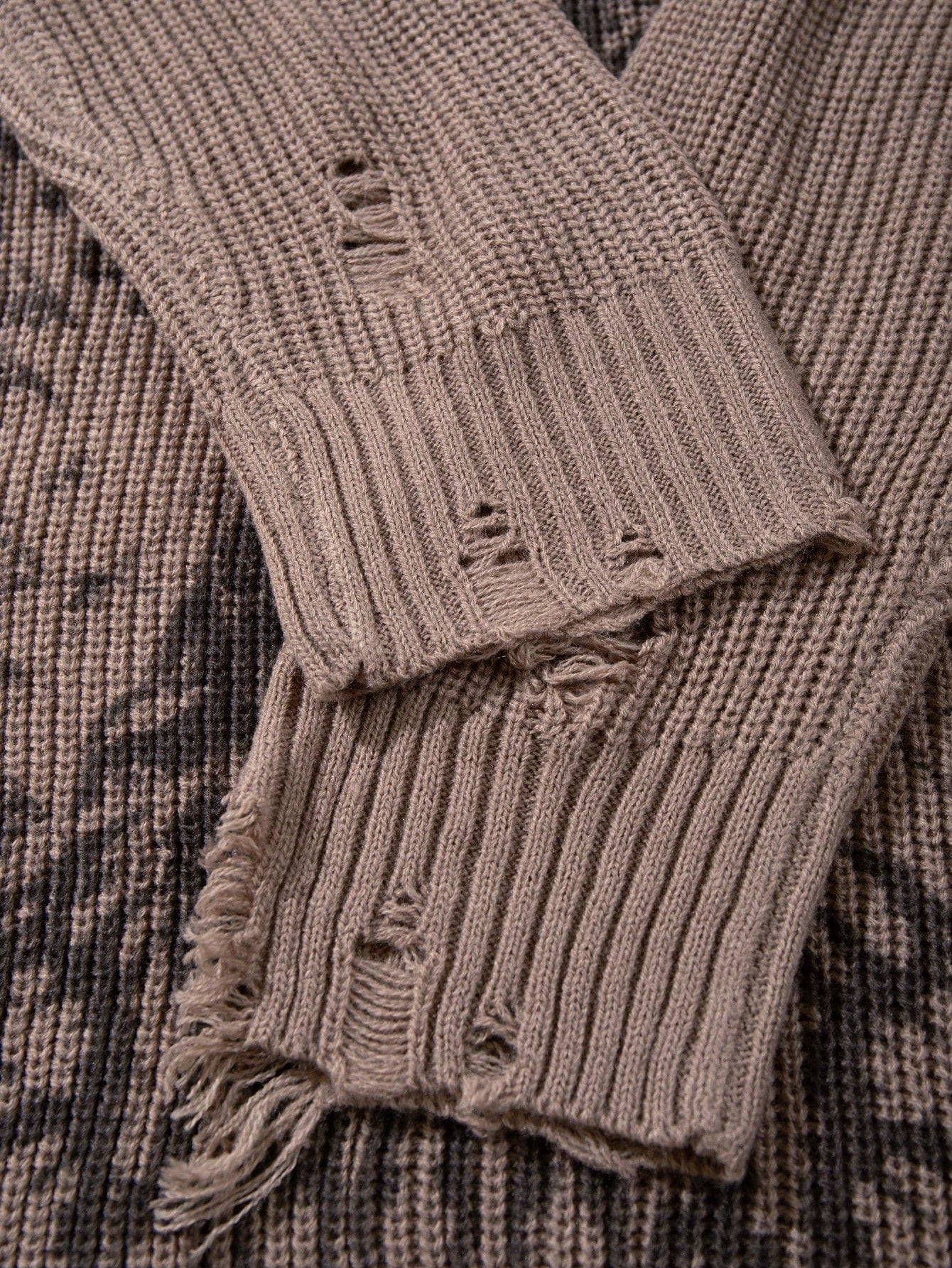 ANDREILEE RIPPED RELIGIOUS PATTERN PULLOVER SWEATER