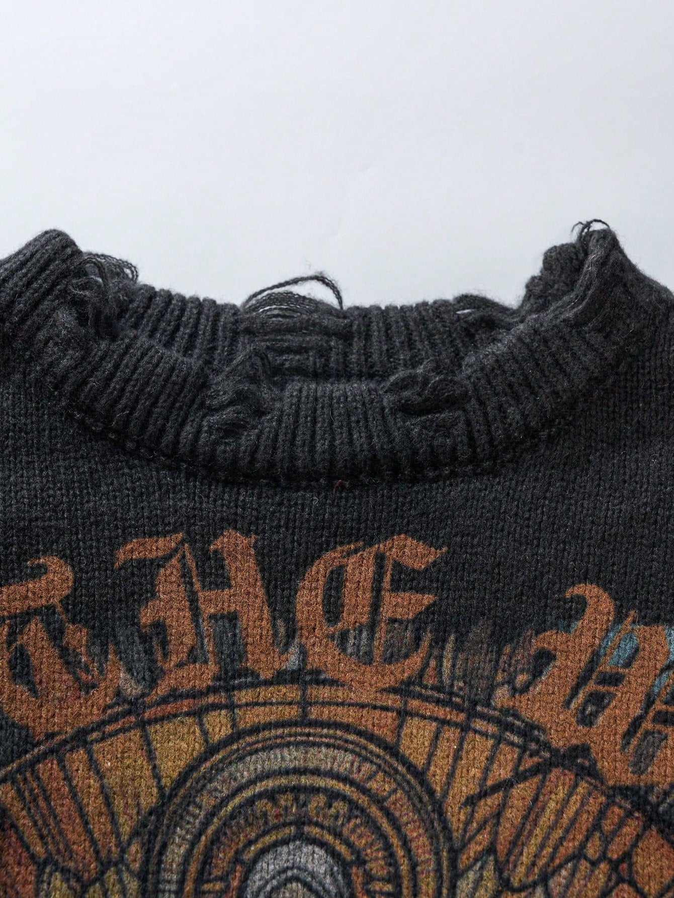 ANDREILEE RELIGIOUS MADONNA PATTERN PULLOVER SWEATER