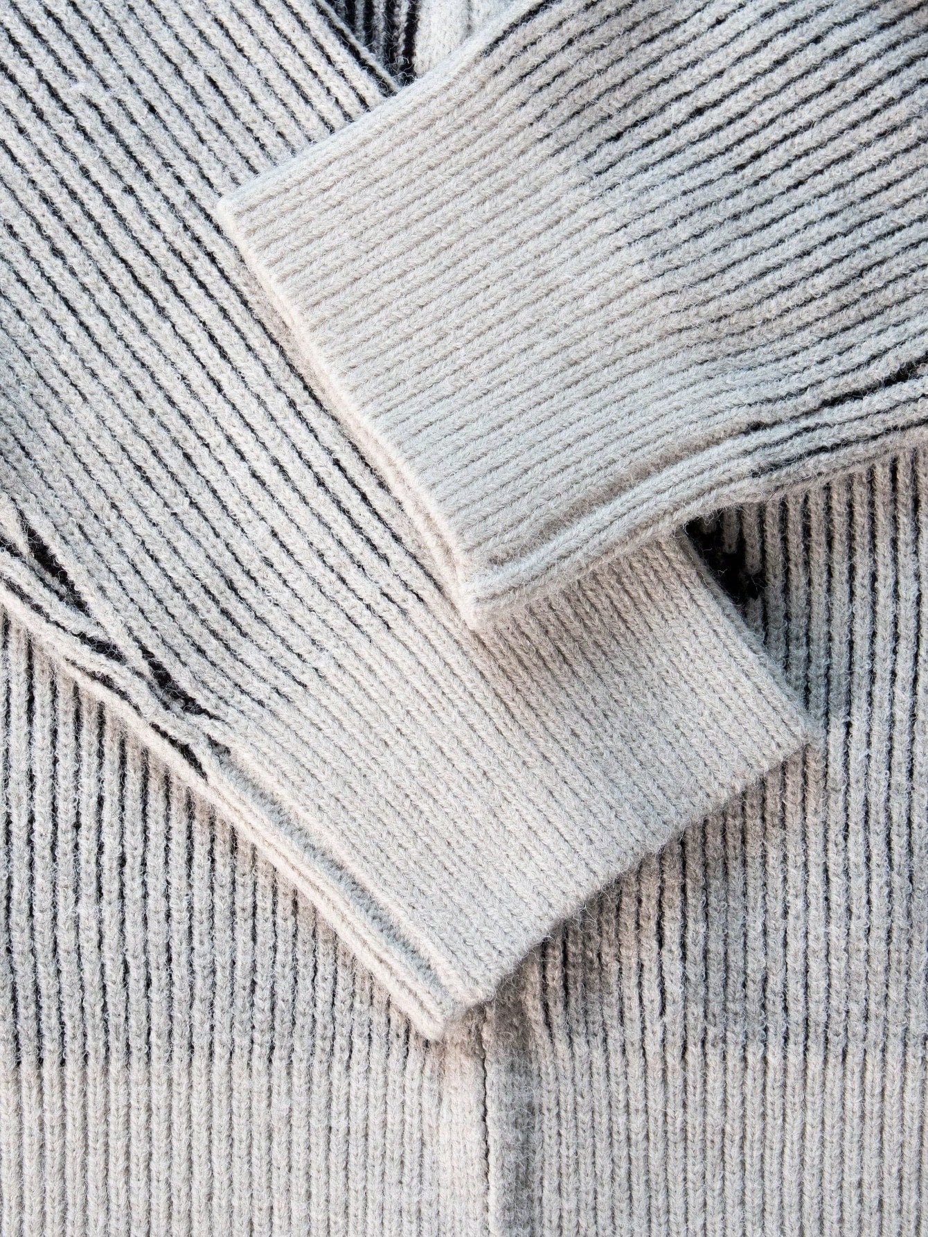 ANDREILEE RIBBED ABSTRACT MOCK NECK CARDIGANS