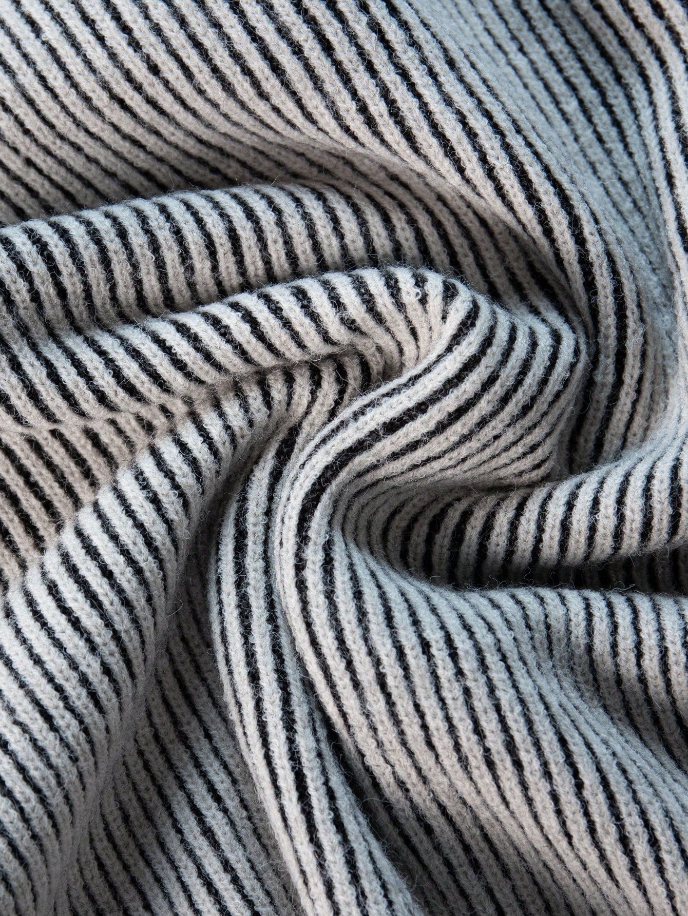 ANDREILEE RIBBED ABSTRACT MOCK NECK CARDIGANS