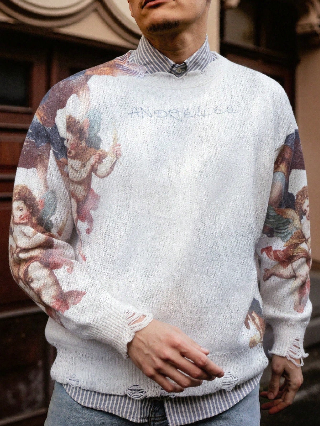 ANDREILEE CUPID CREW NECK PULLOVER SWEATER