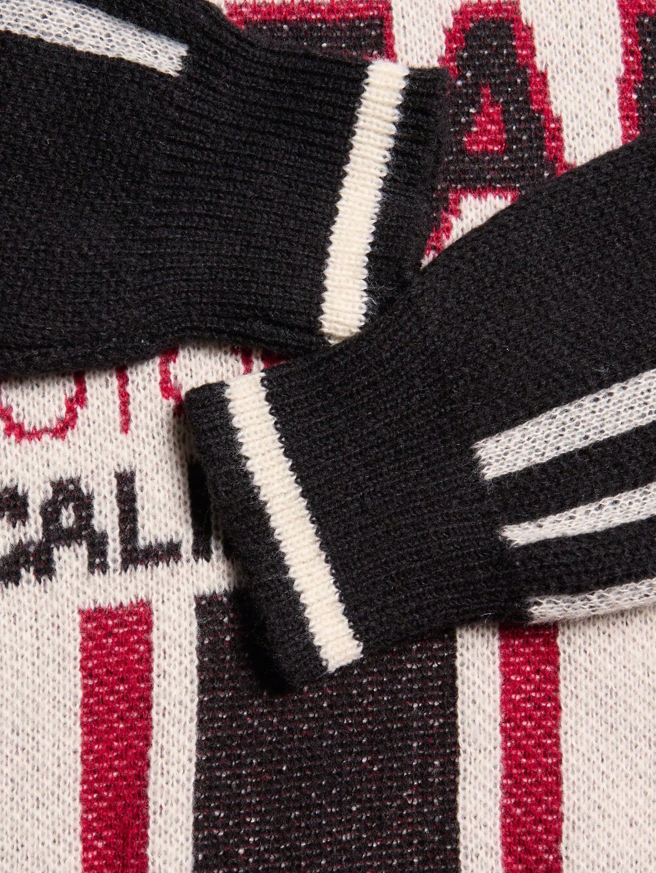 ANDREILEE STRIPED LETTER POLO COLLAR SWEATER