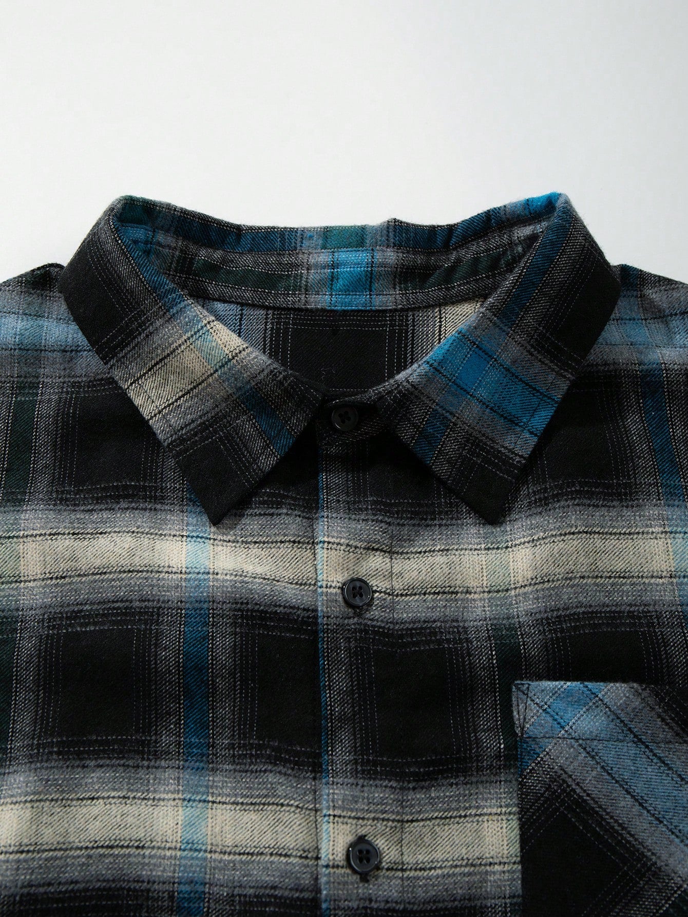 ANDREILEE GRADIENT COLOR-BLOCK PLAID SHIRT