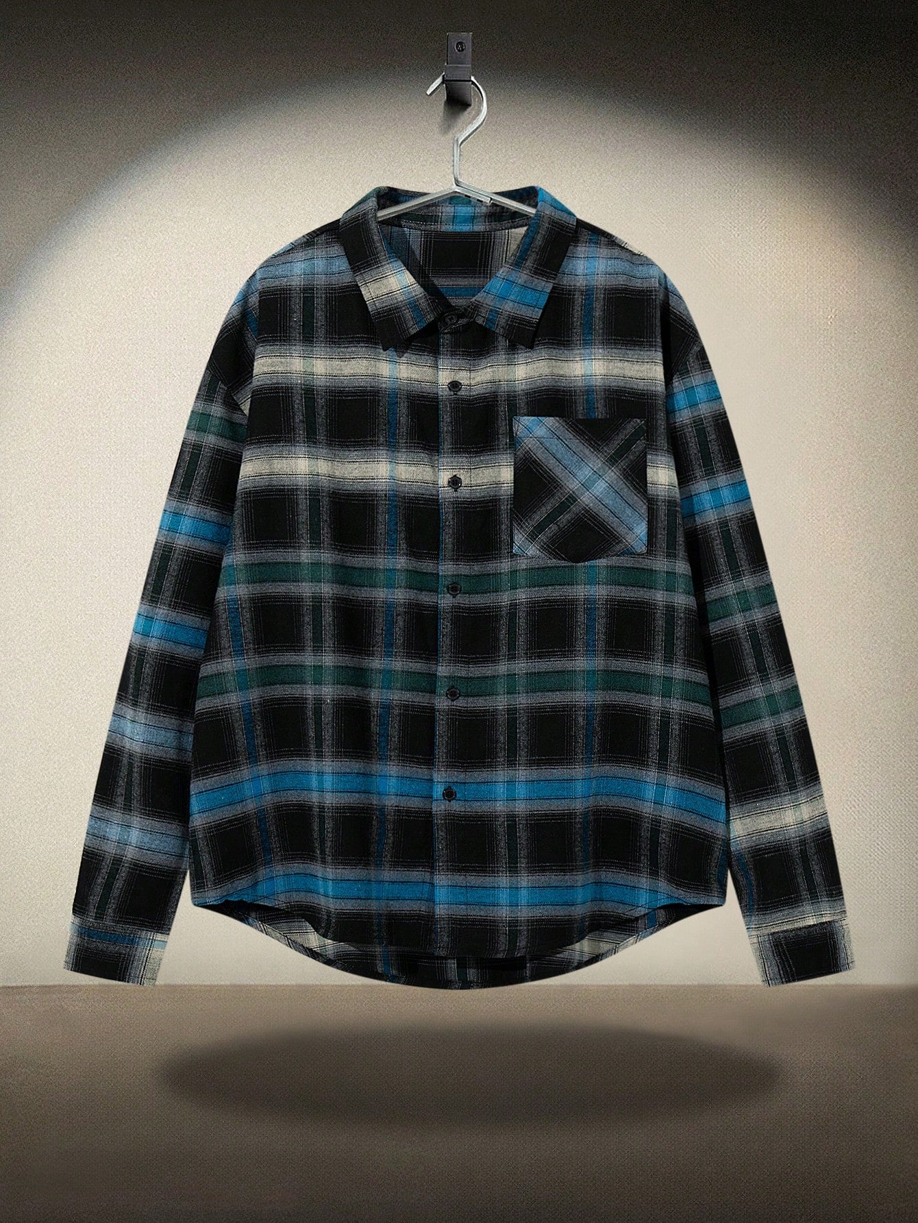 ANDREILEE GRADIENT COLOR-BLOCK PLAID SHIRT