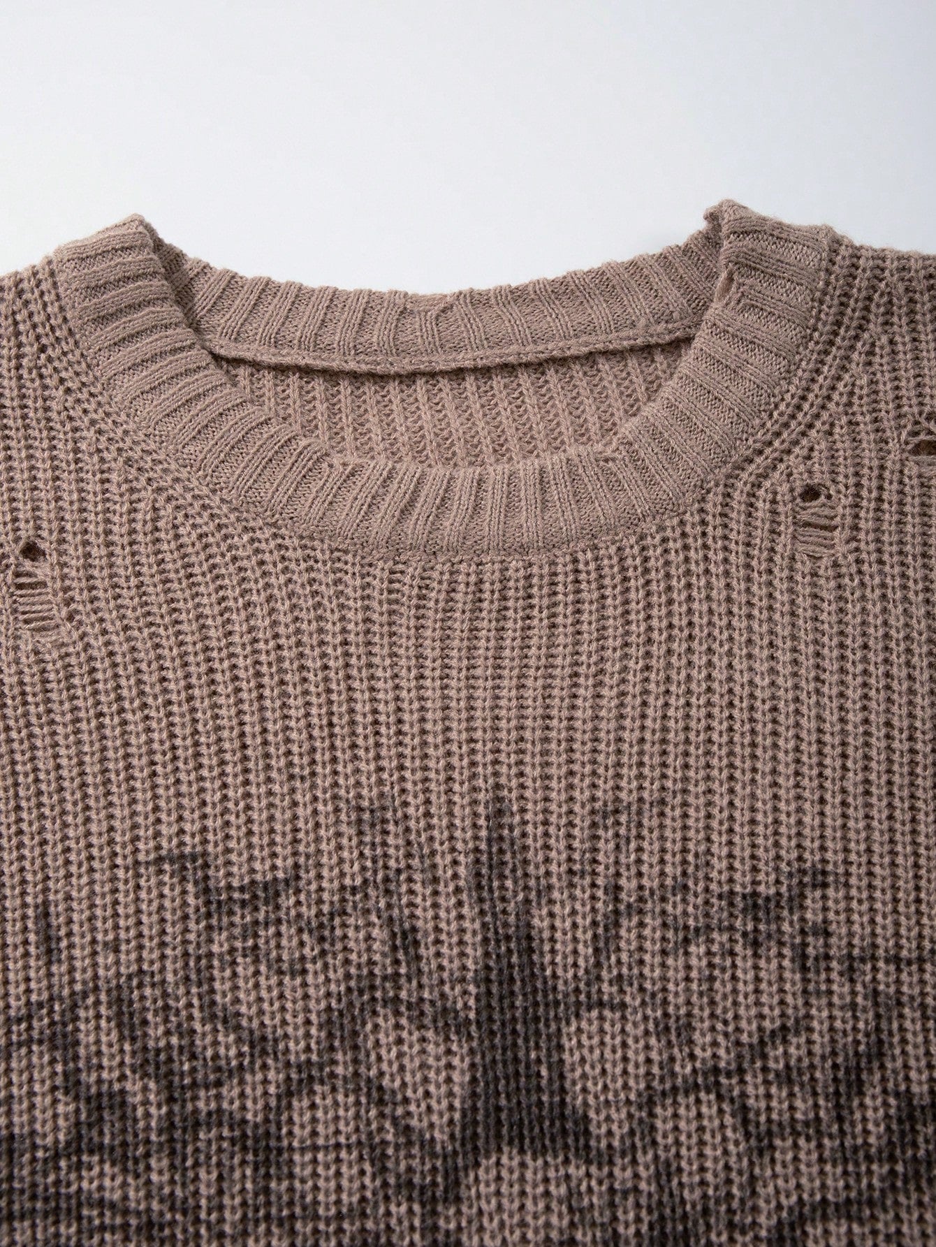 ANDREILEE RIPPED RELIGIOUS PATTERN PULLOVER SWEATER