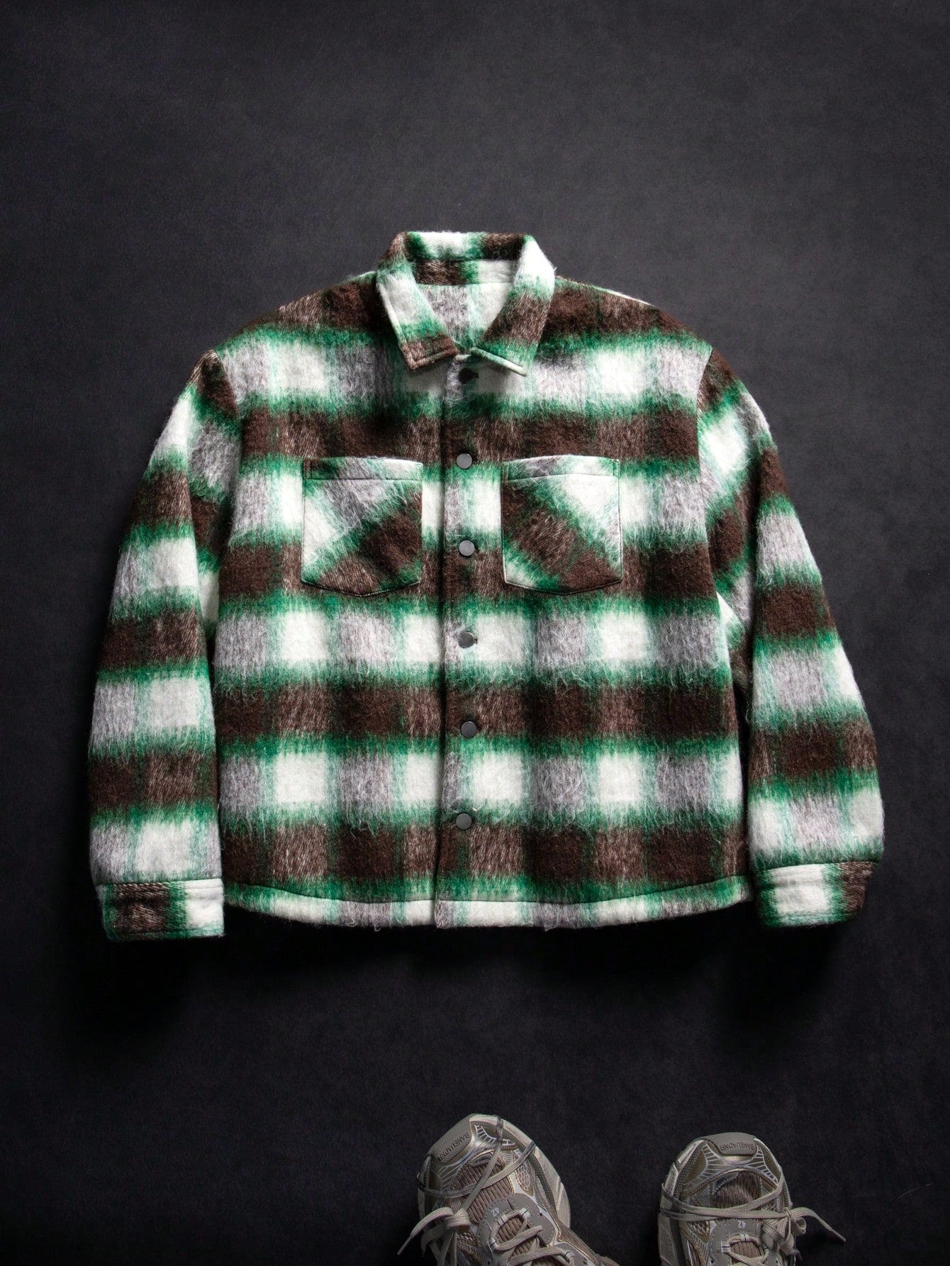 ANDREILEE COLOR-BLOCK PLAID SHIRT JACKET