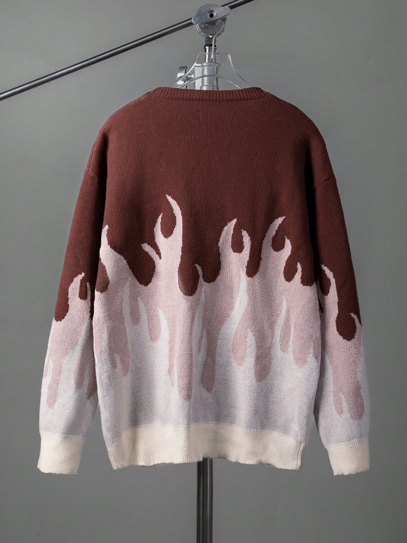 ANDREILEE FLAME PRINT OPEN-FRONT CARDIGAN SWEATER