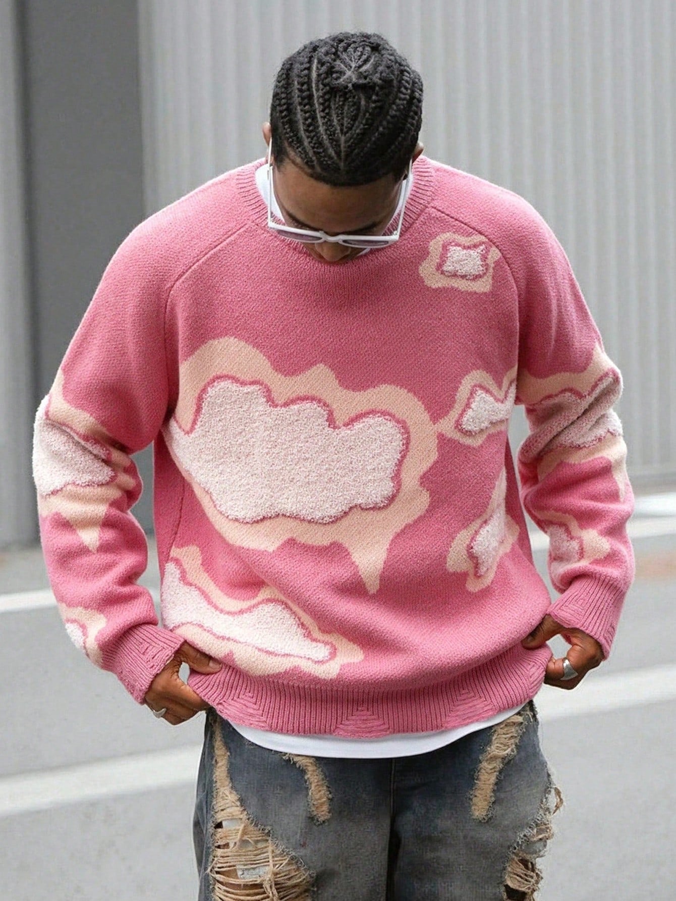 ANDREILEE CLOUD PATTERN PULLOVER SWEATER