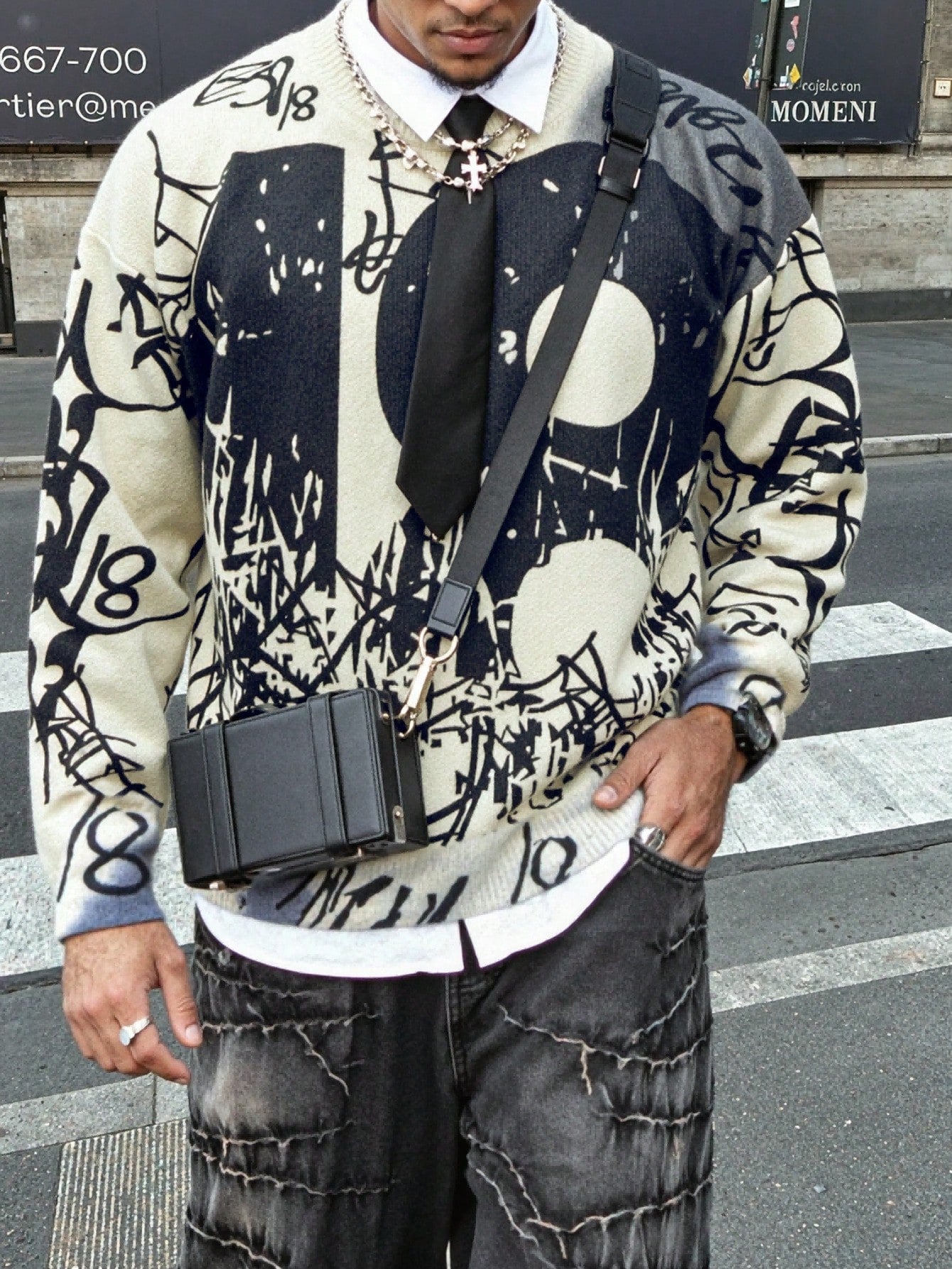 ANDREILEE ABSTRACT PATTERN PULLOVER SWEATER