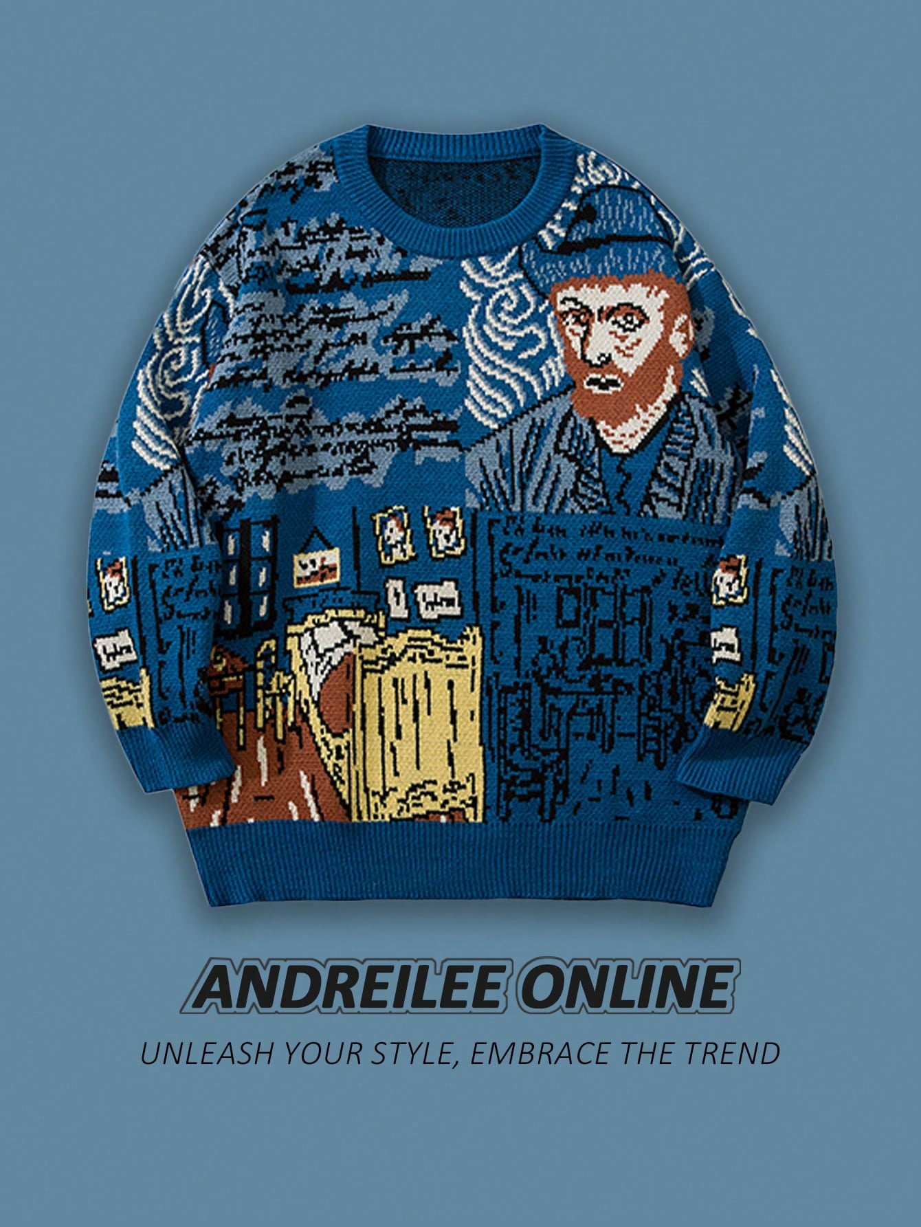 ANDREILEE VAN GOGH BEDROOM PATTERNED SWEATER