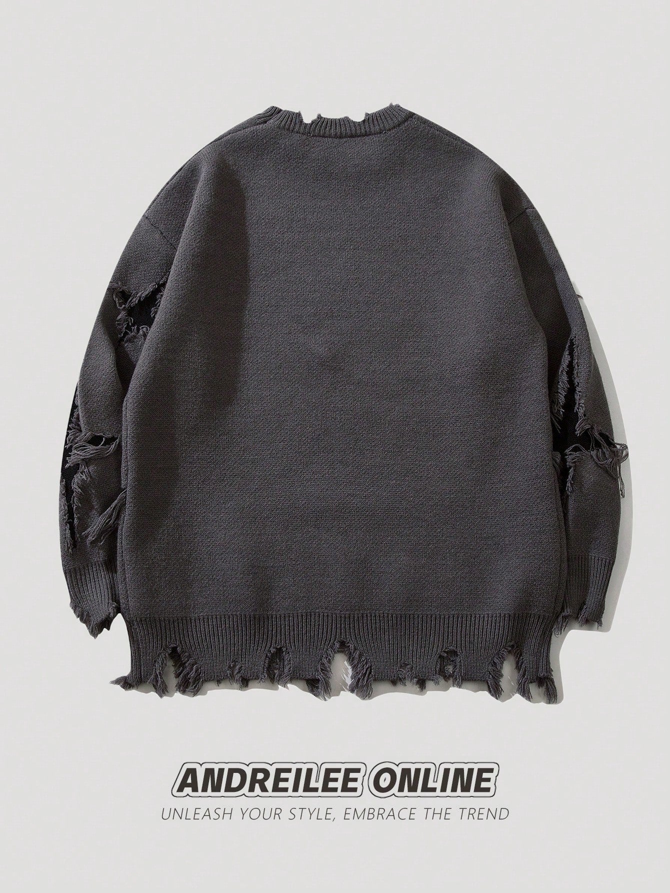 ANDREILEE SKELETON TREND RIPPED TASSEL SWEATER
