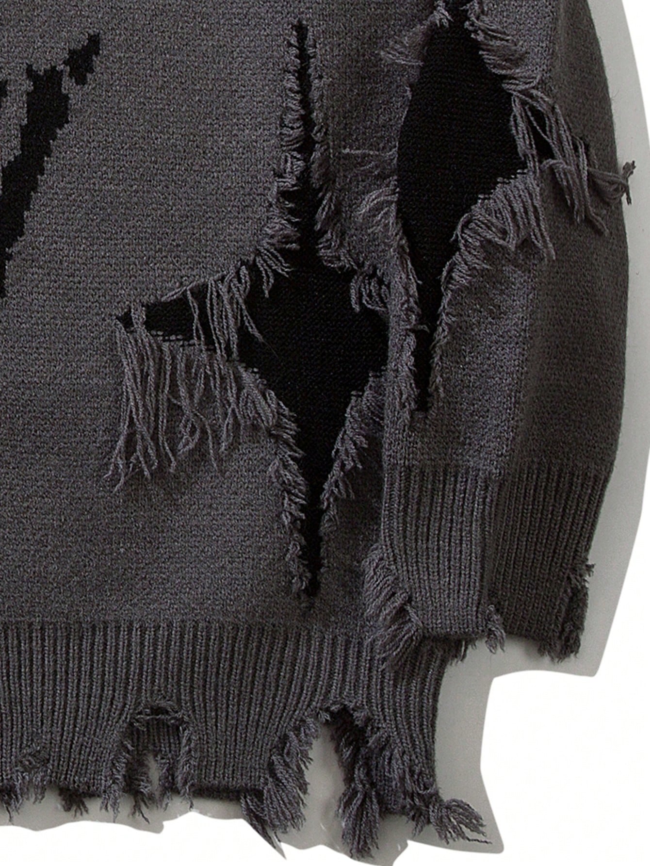 ANDREILEE SKELETON TREND RIPPED TASSEL SWEATER