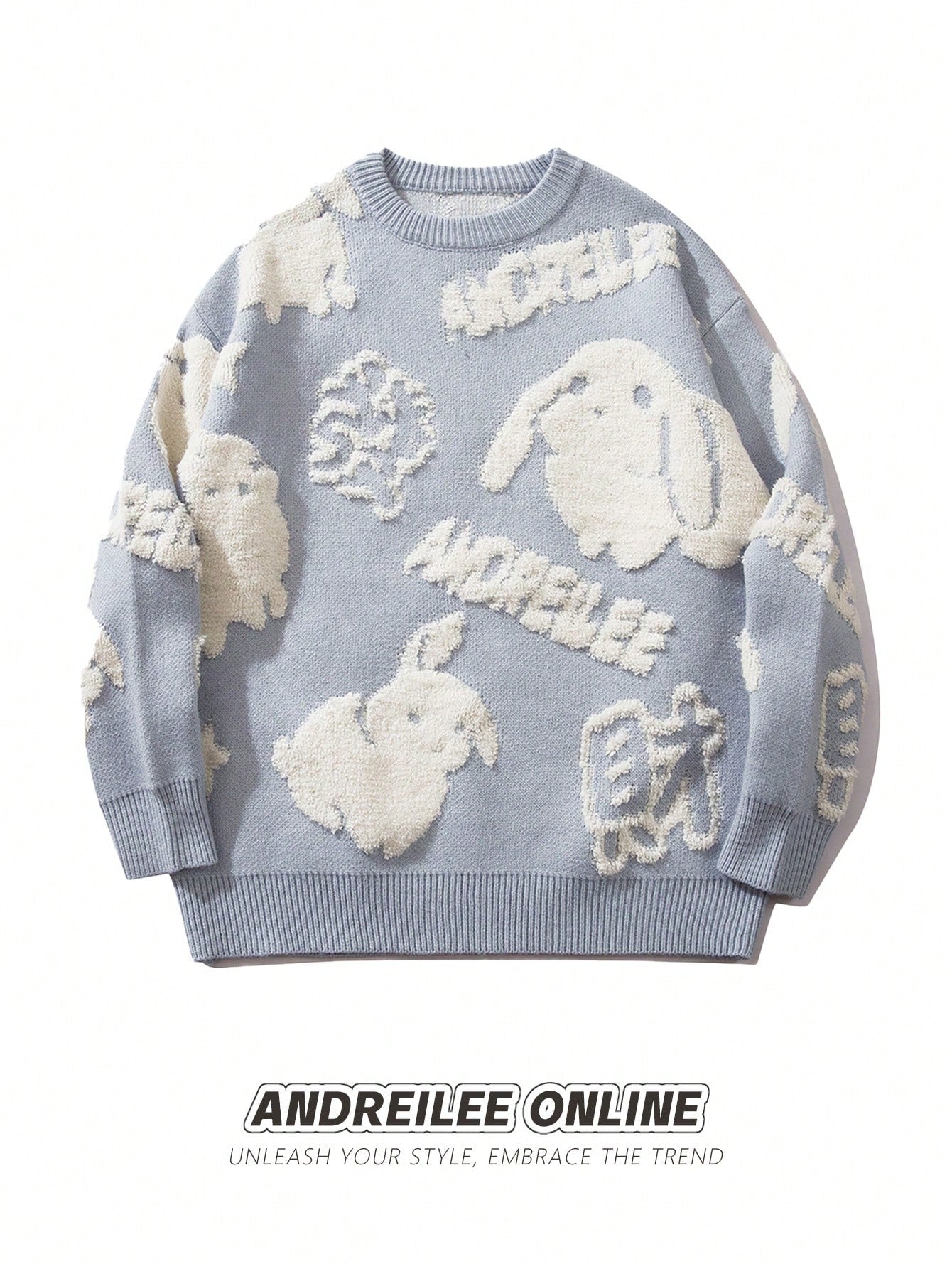 ANDREILEE RABBIT LETTER PATTERN SWEATER
