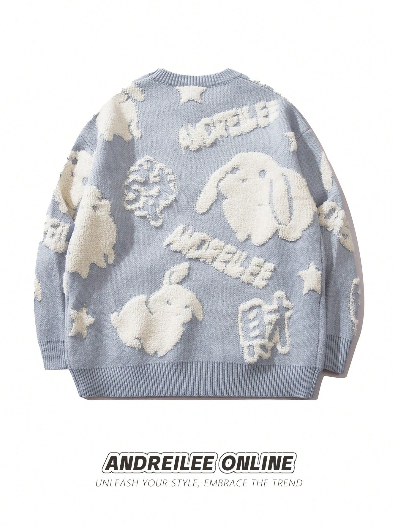ANDREILEE RABBIT LETTER PATTERN SWEATER