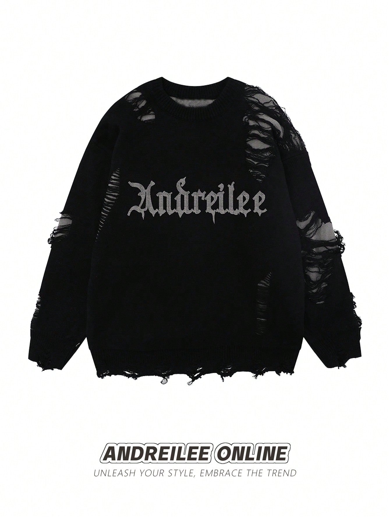 ANDREILEE BROKEN HOLE TASSEL SWEATER