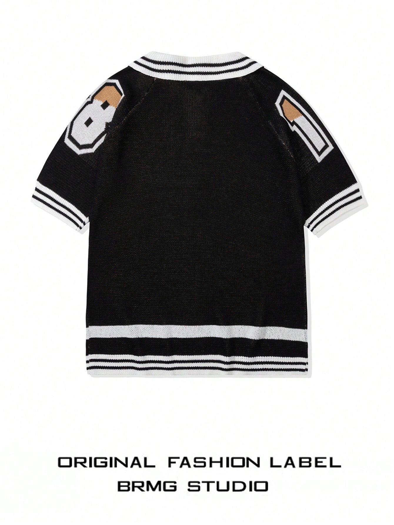 ANDREILEE COLLEGE STYLE SPORT POLO COLLAR SWEATER