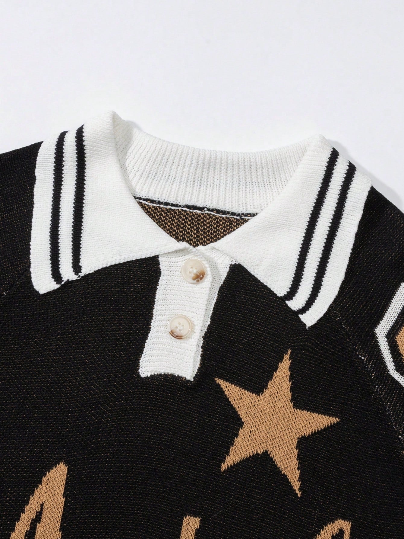 ANDREILEE COLLEGE STYLE SPORT POLO COLLAR SWEATER