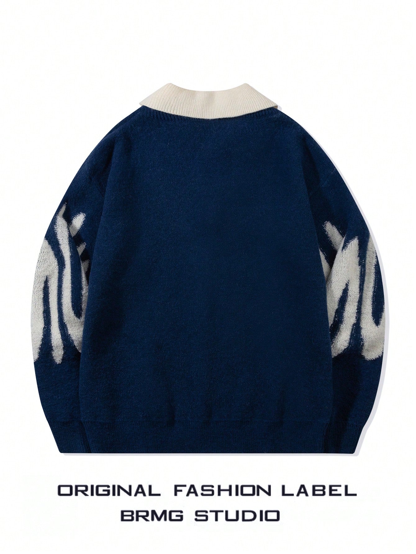 ANDREILEE SPLICING COLLAR SPORTS SWEATER