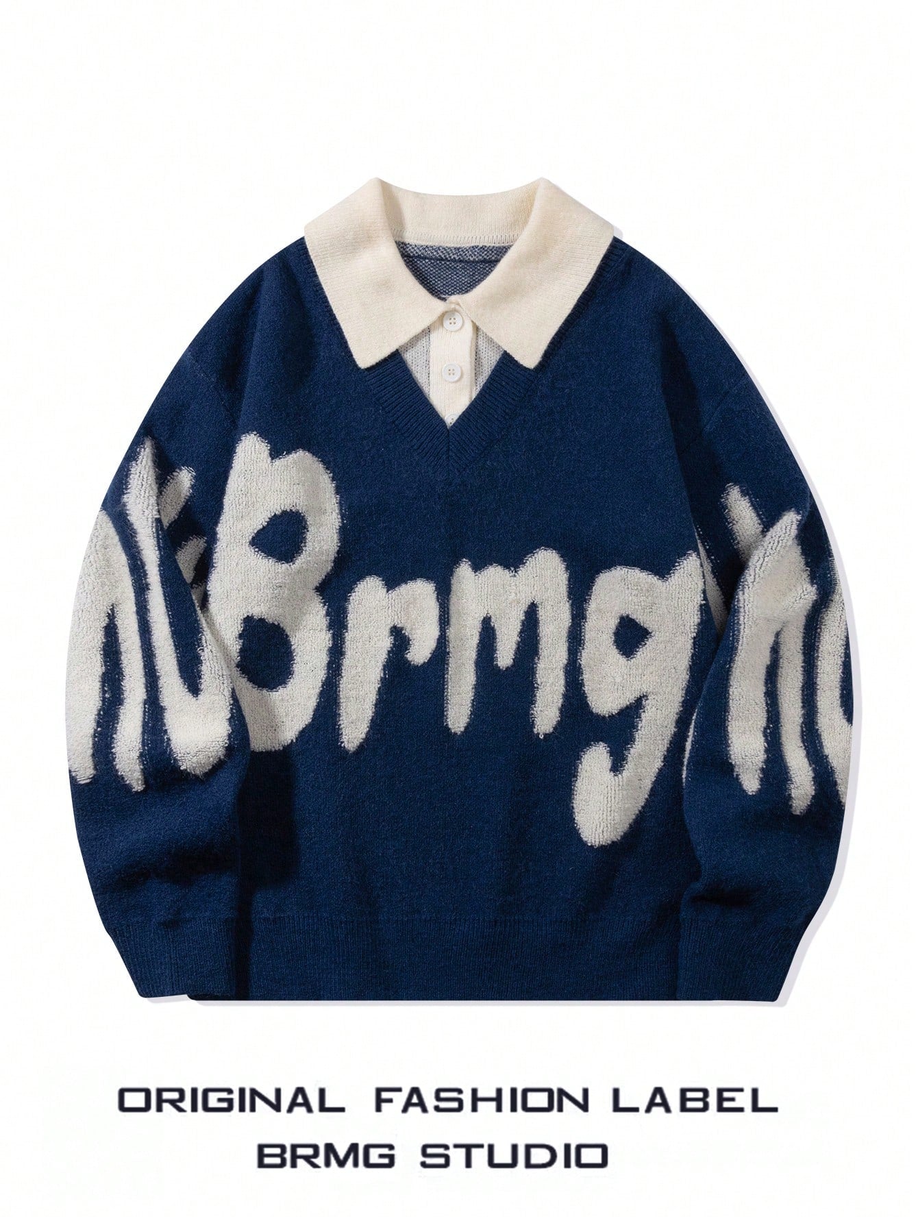 ANDREILEE SPLICING COLLAR SPORTS SWEATER