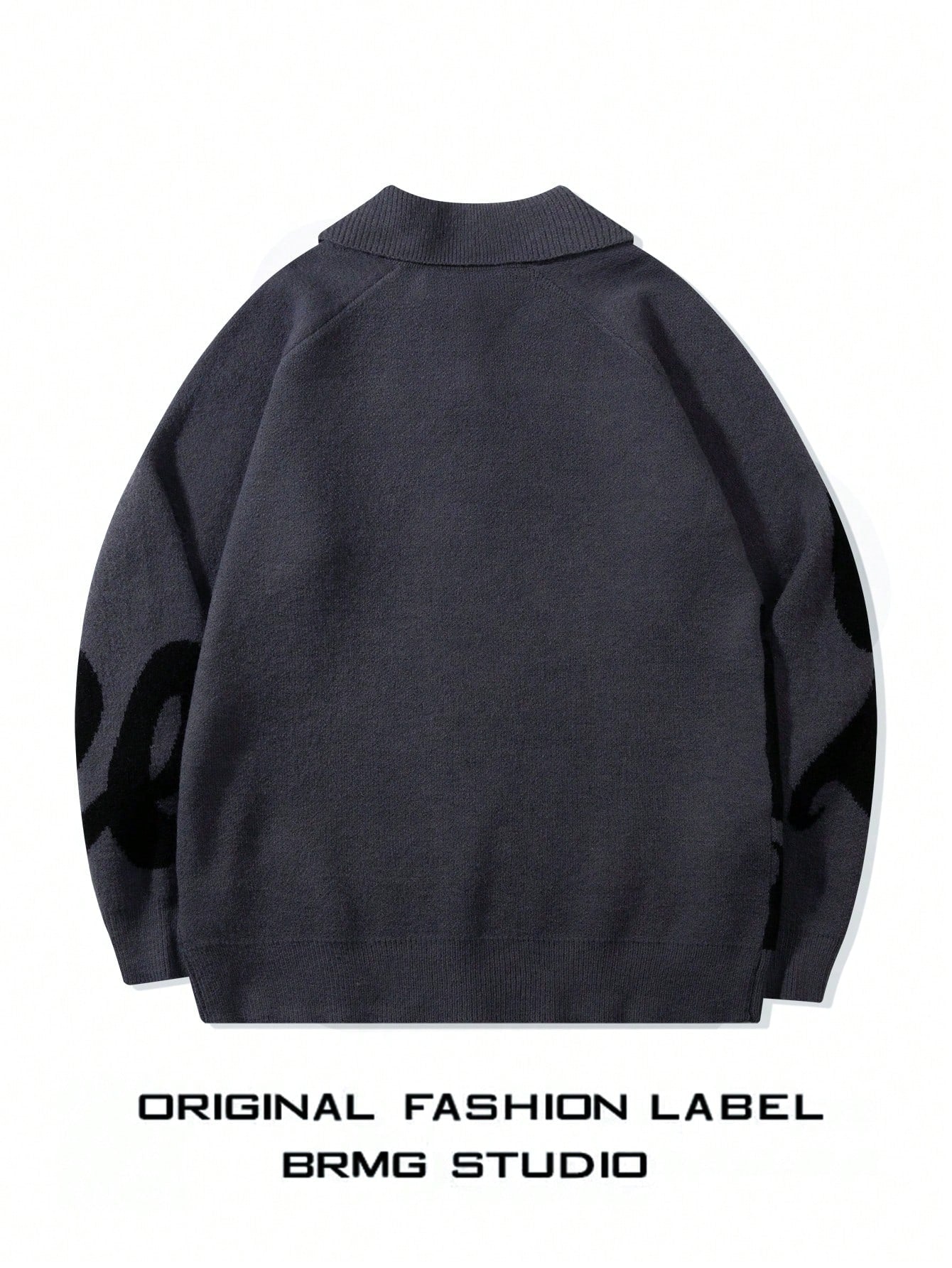 ANDREILEE COLLEGE STYLE POLO COLLAR SWEATER