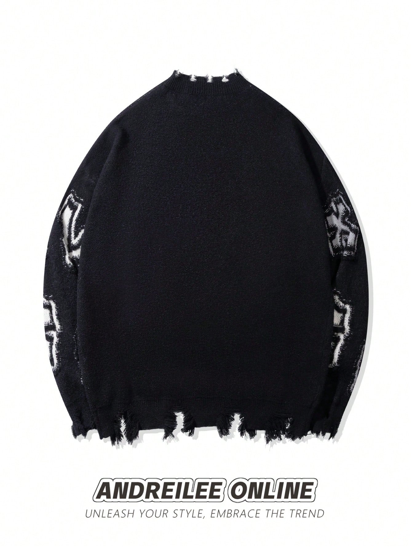 ANDREILEE CROSS JACQUARD CASUAL SWEATER