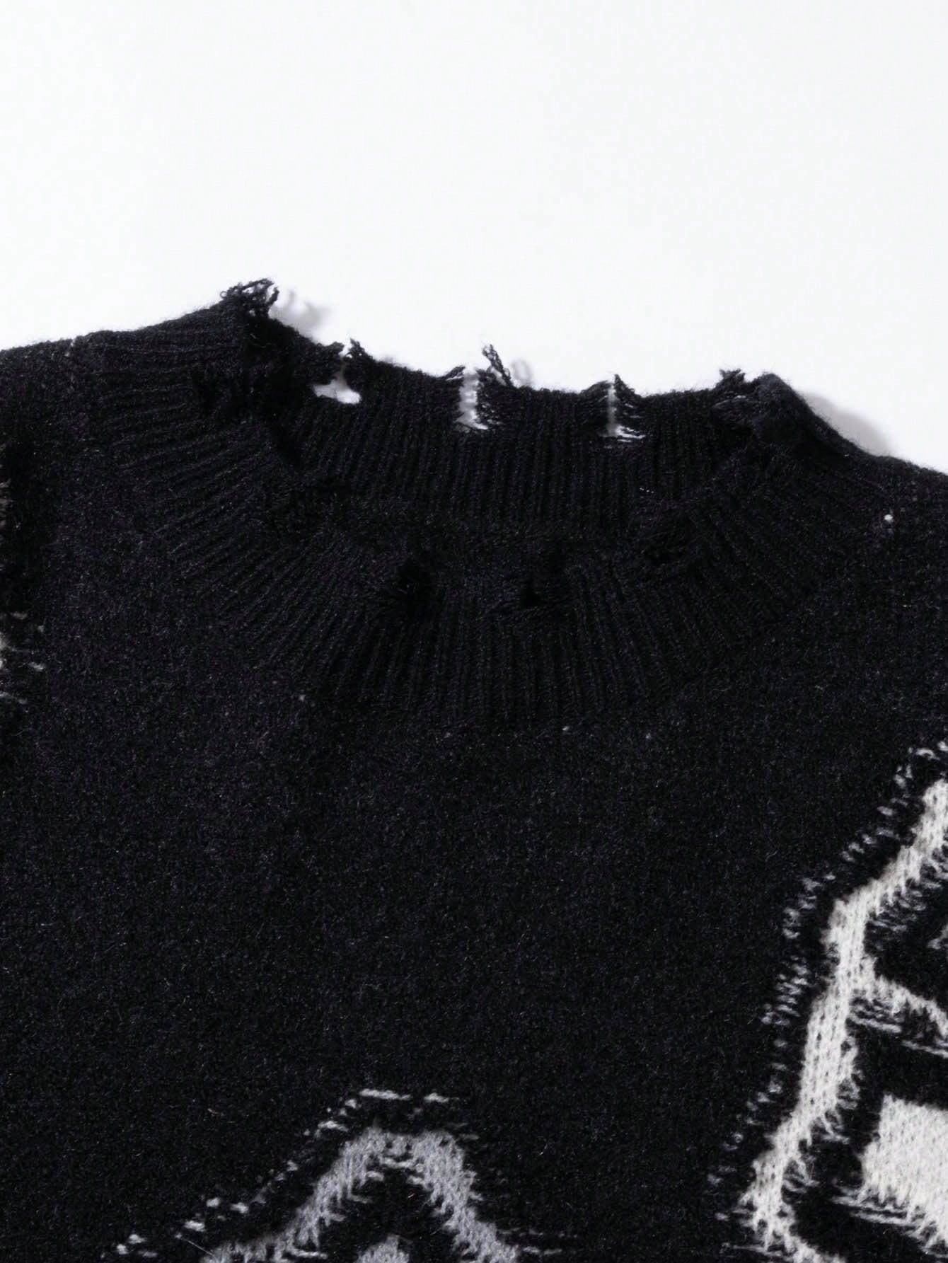 ANDREILEE CROSS JACQUARD CASUAL SWEATER